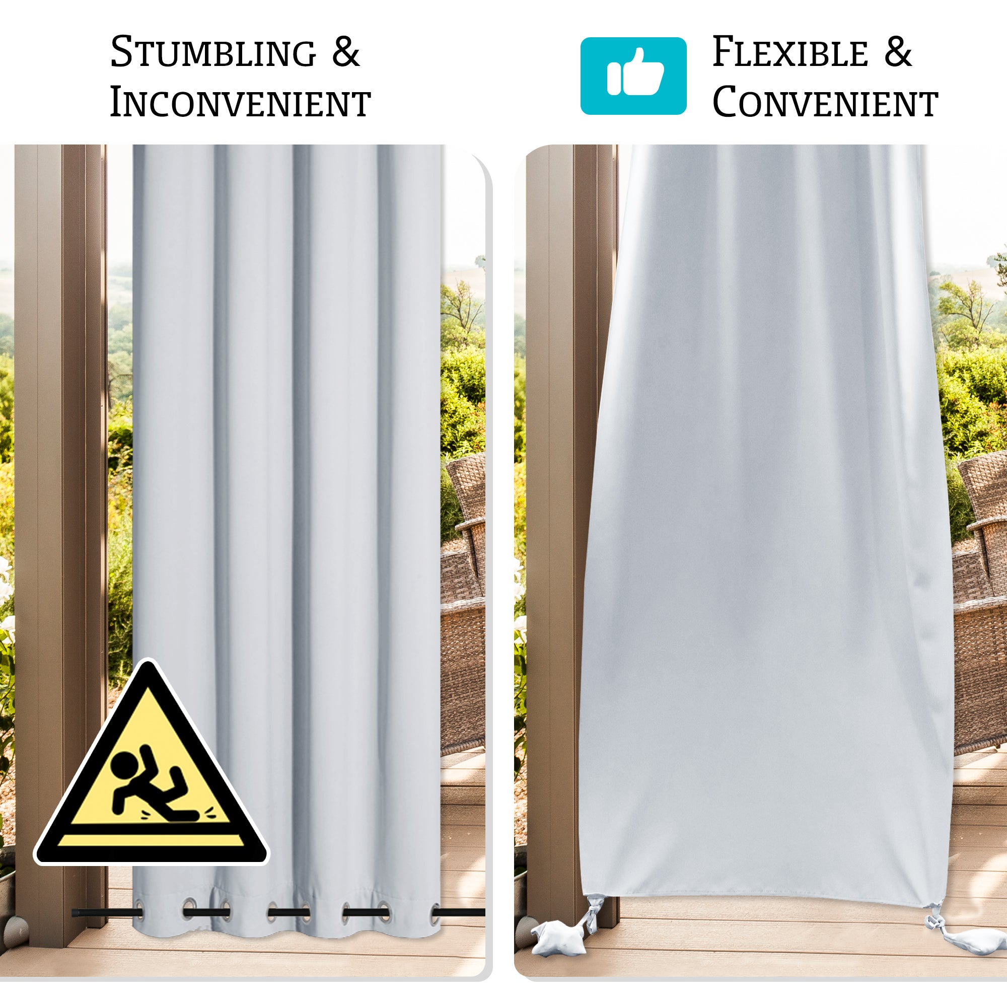RYB HOME Windproof Custom Outdoor Curtains with Heavy Bags