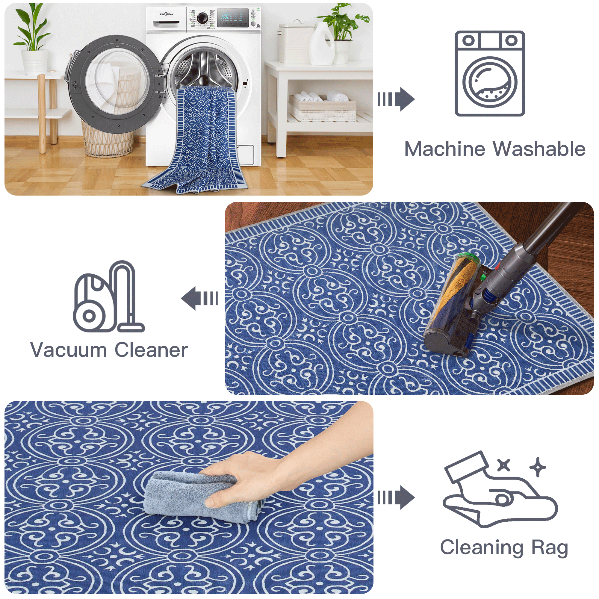 Custom Modern Chenille Washable Non Slip Area Rug