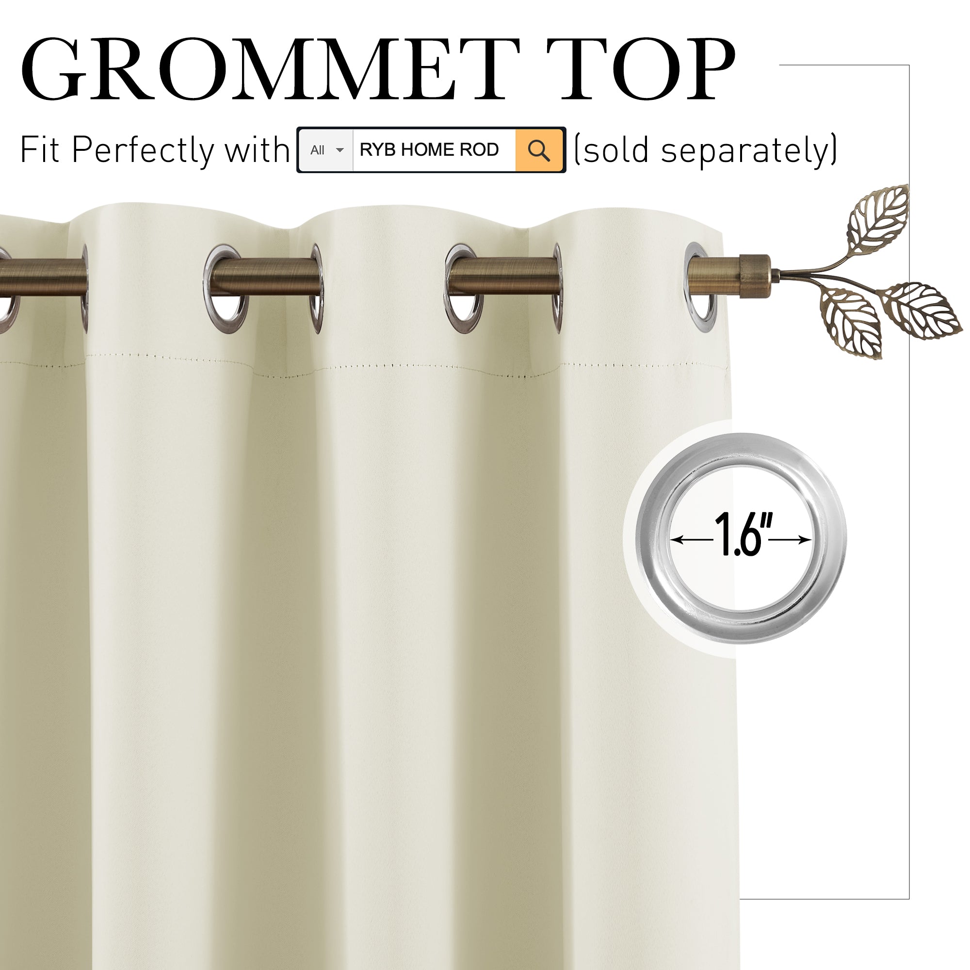 RYB HOME Grommet Blackout Custom Room Divider Curtains