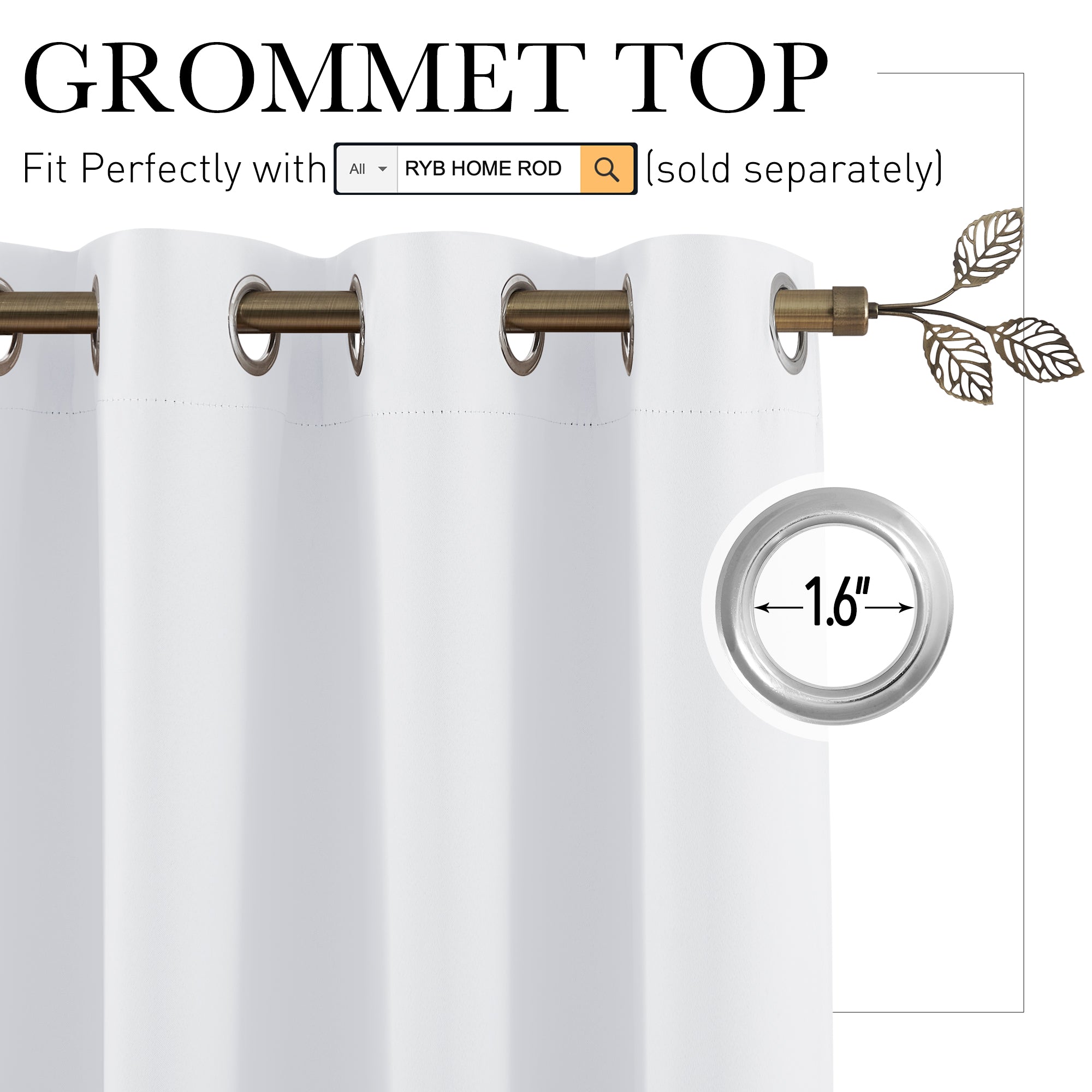 RYB HOME Grommet Blackout Custom Room Divider Curtains