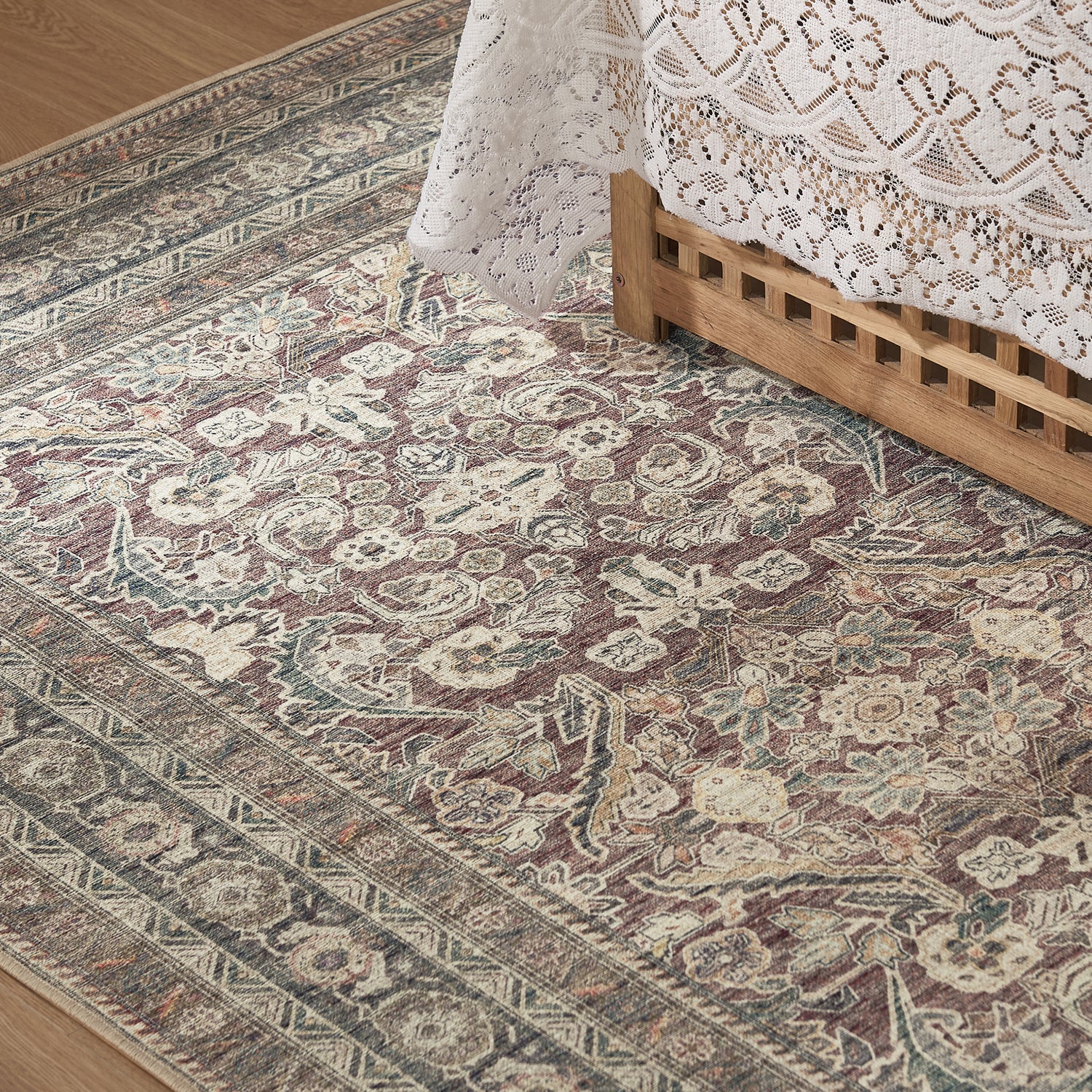 RYB HOME Vintage Chenille Washable Custom Area Rug