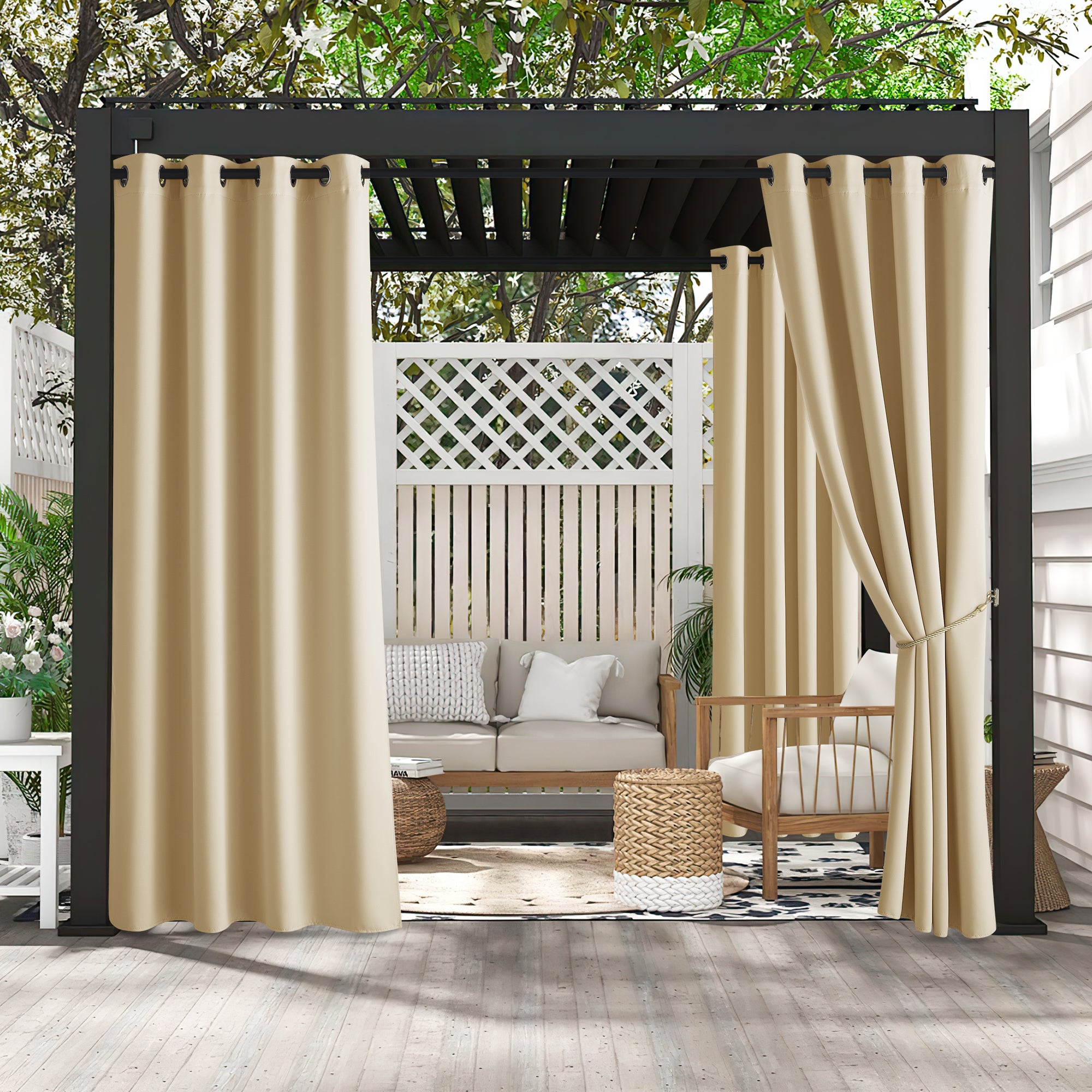 Custom Solid Anti-fading Patio Outdoor Curtain | OEKO-TEX®