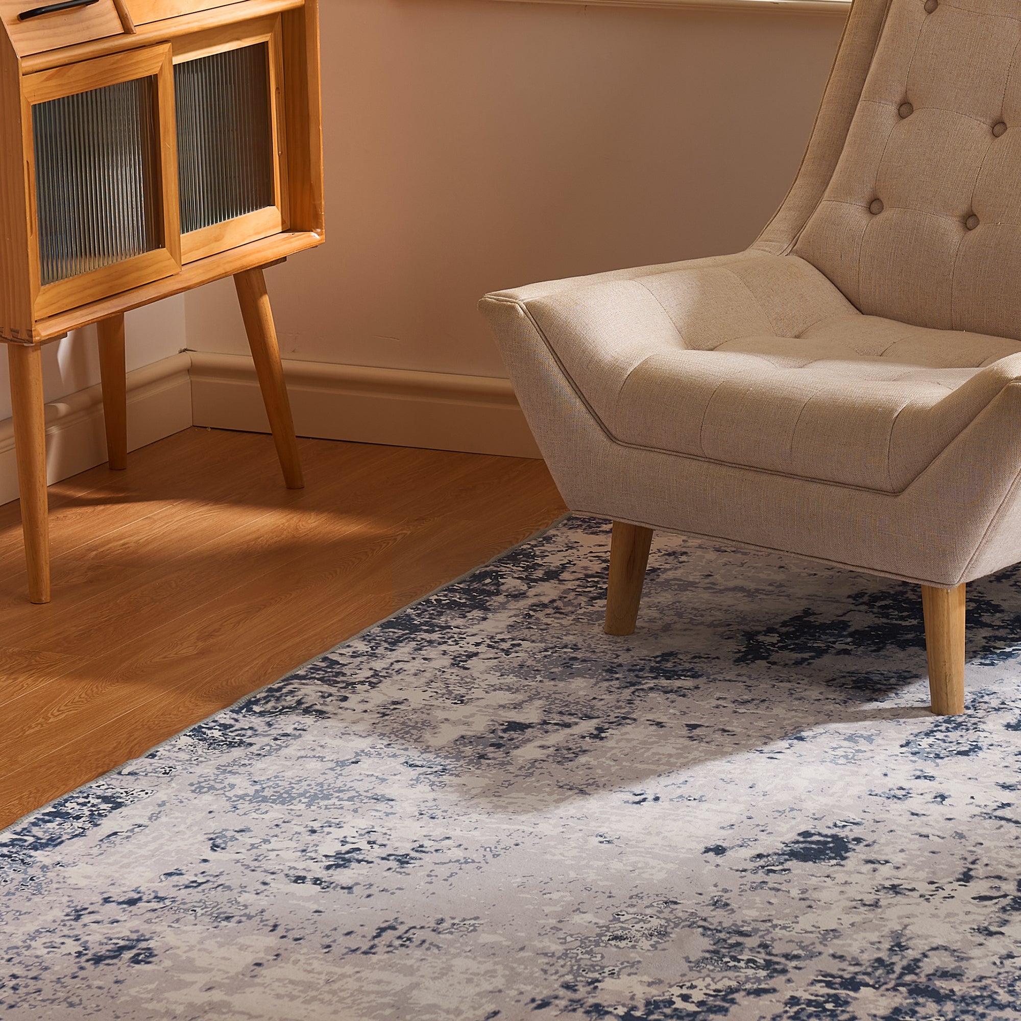 RYB HOME Modern Wool Faux Washable Custom Area Rug