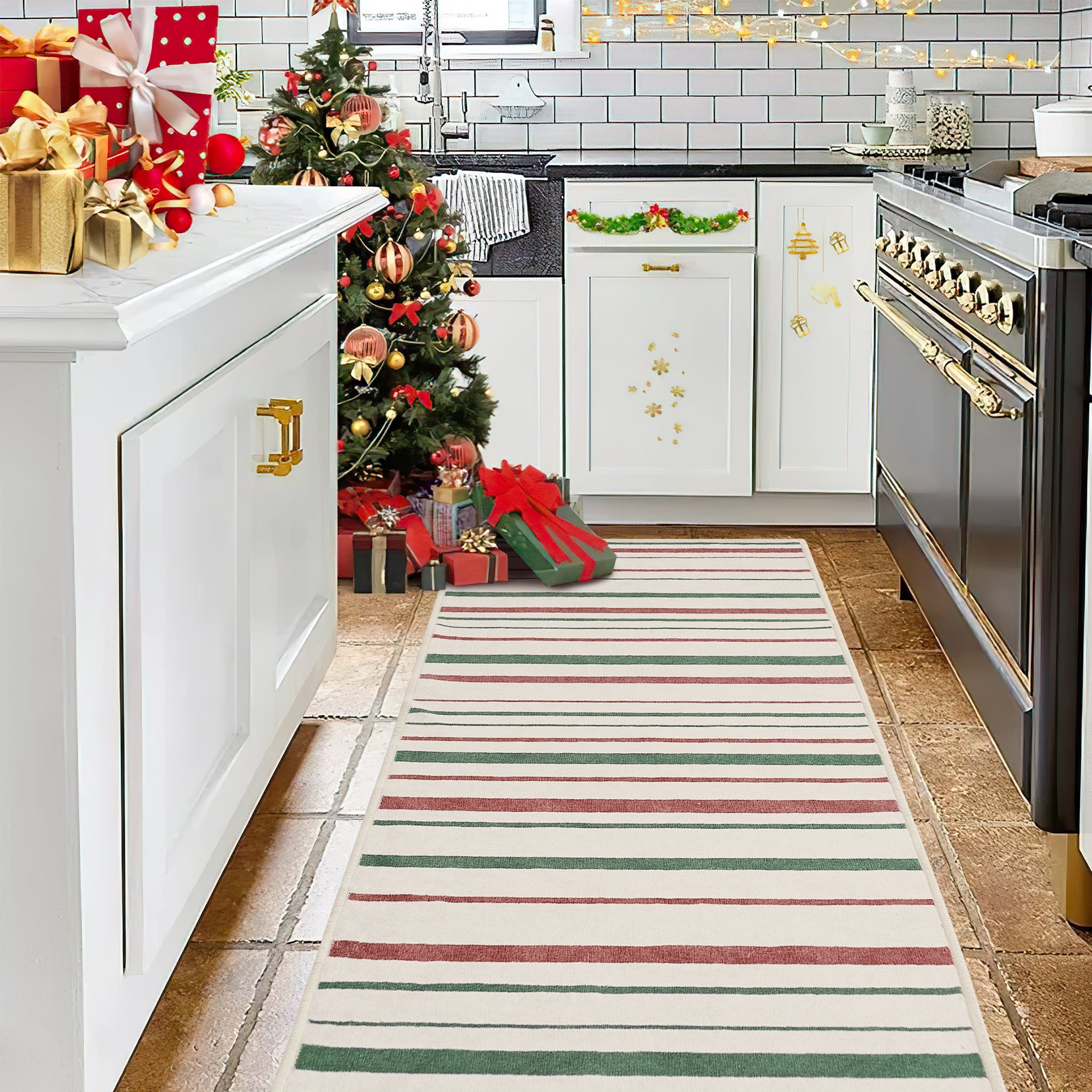 Custom Christmas Striation Soft Non Slip Washable Area Rug | GCC