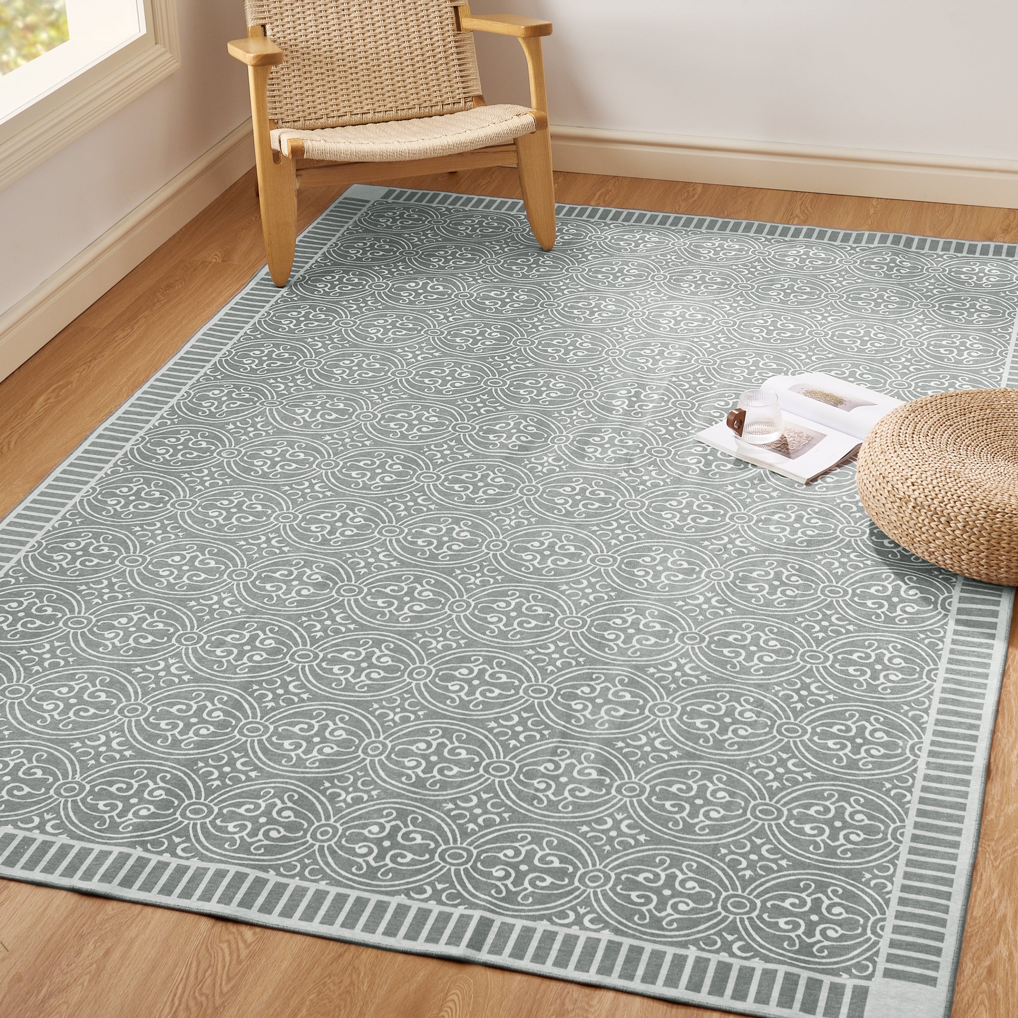 Custom Modern Chenille Washable Non Slip Area Rug