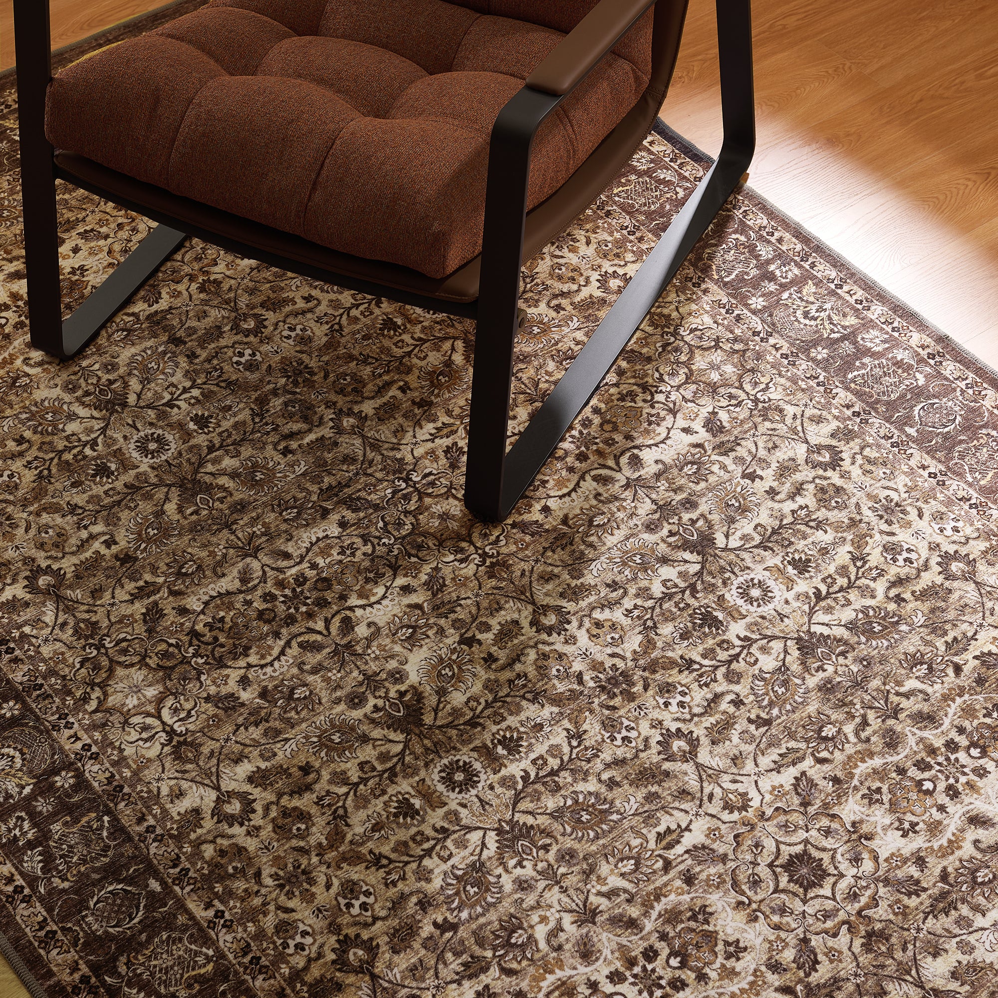 Custom Vintage Persian Wool Faux Washable Non Slip Area Rug | GCC