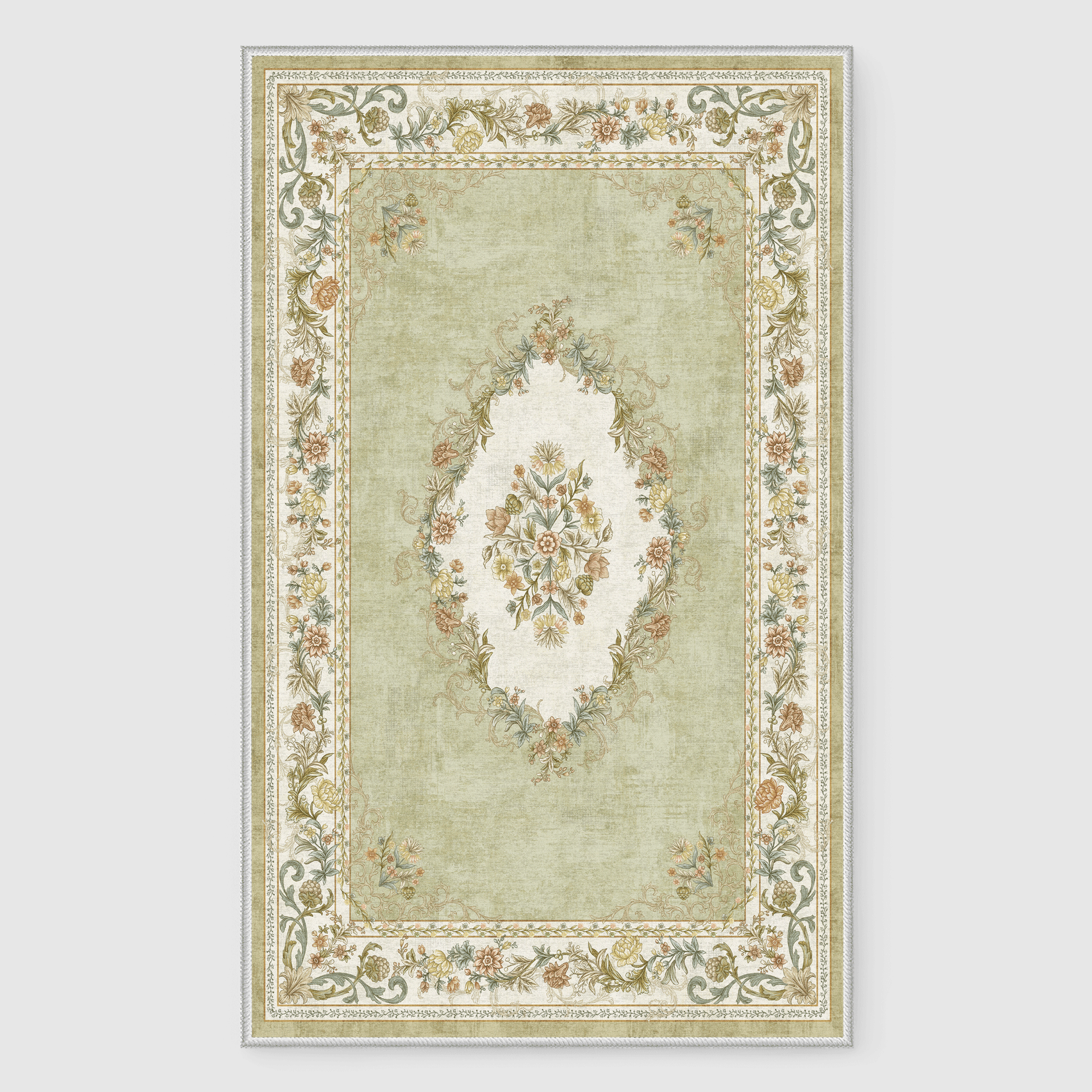European Style Wool Faux Washable Non Slip Area Rug