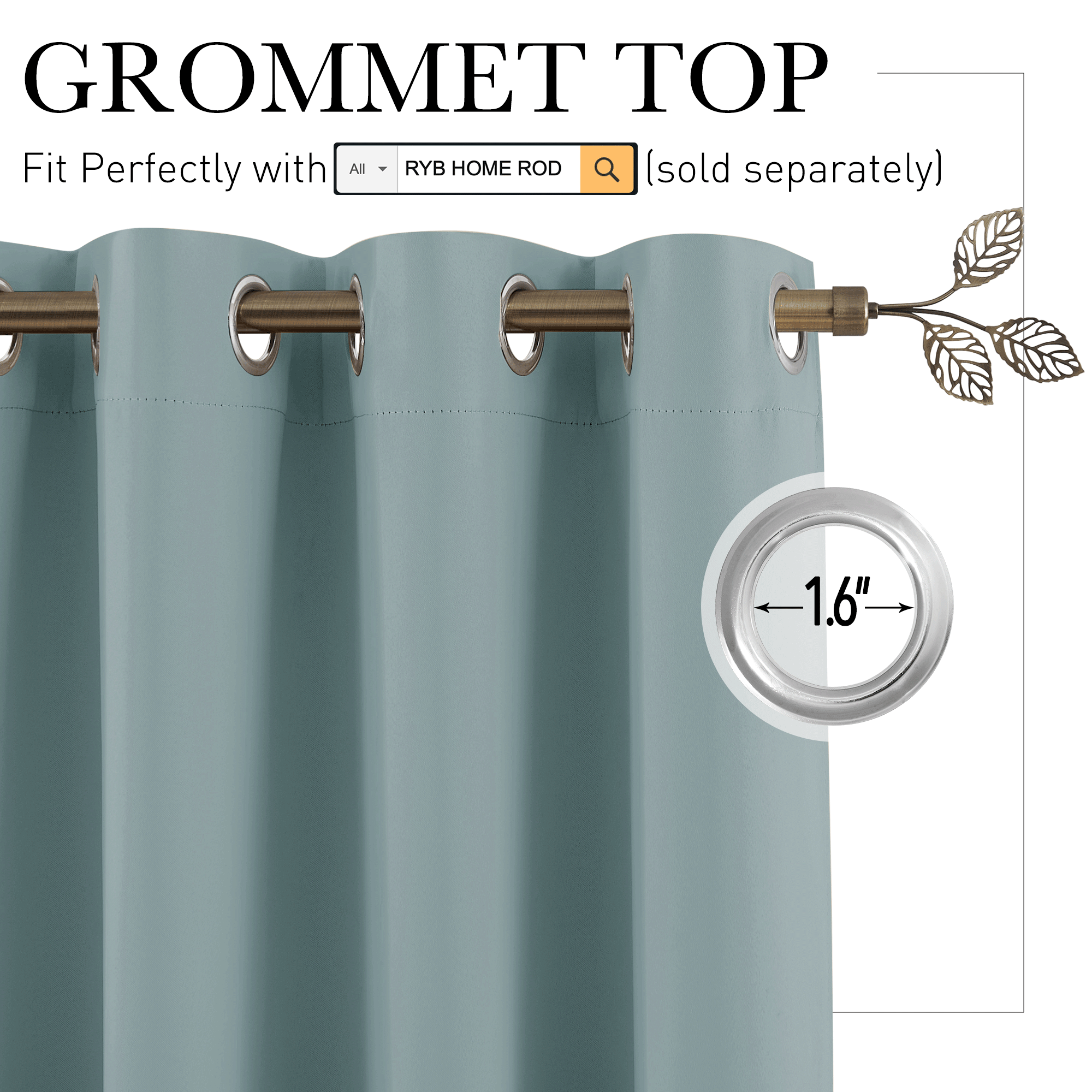 RYB HOME Grommet Blackout Custom Room Divider Curtains