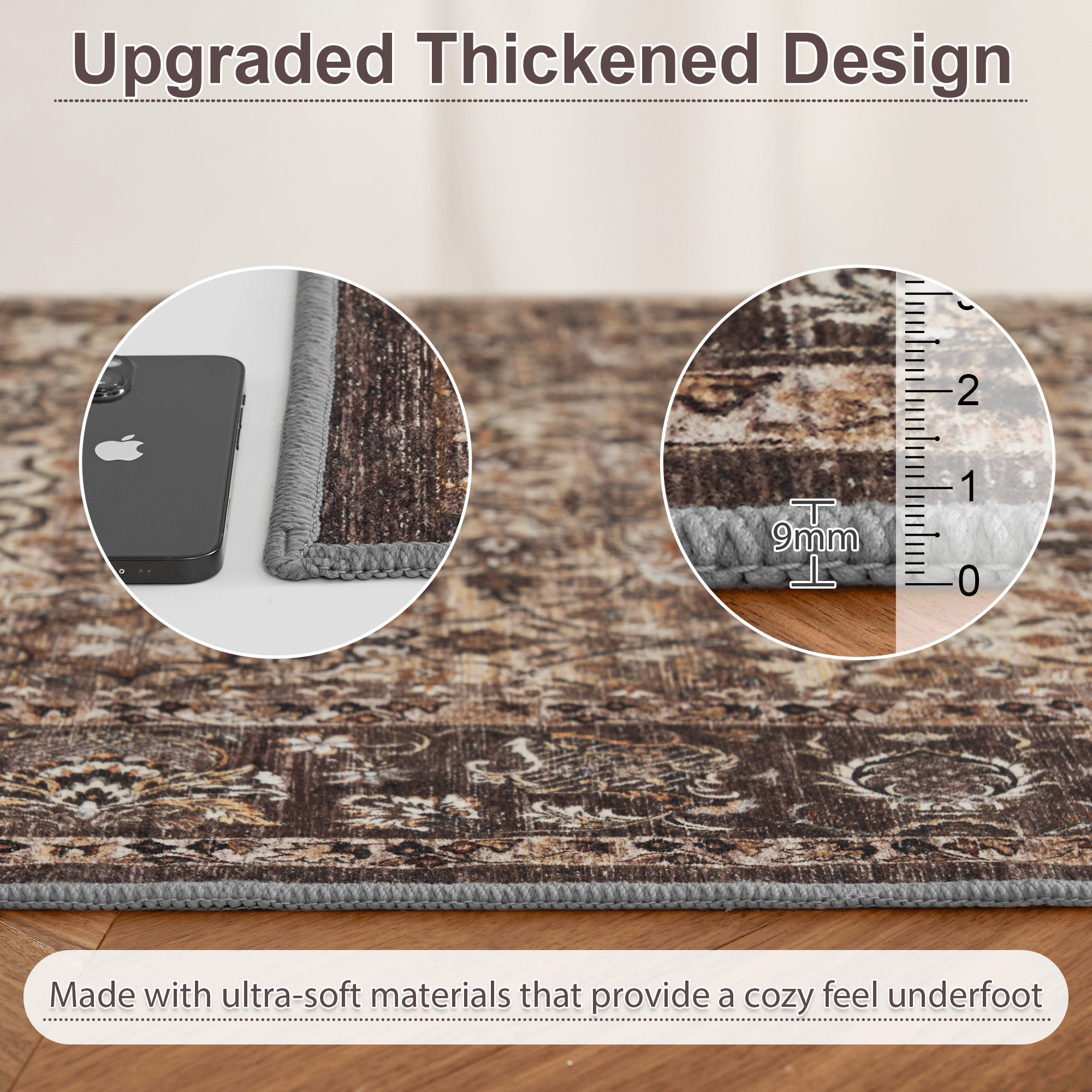 Custom Vintage Persian Wool Faux Washable Non Slip Area Rug | GCC