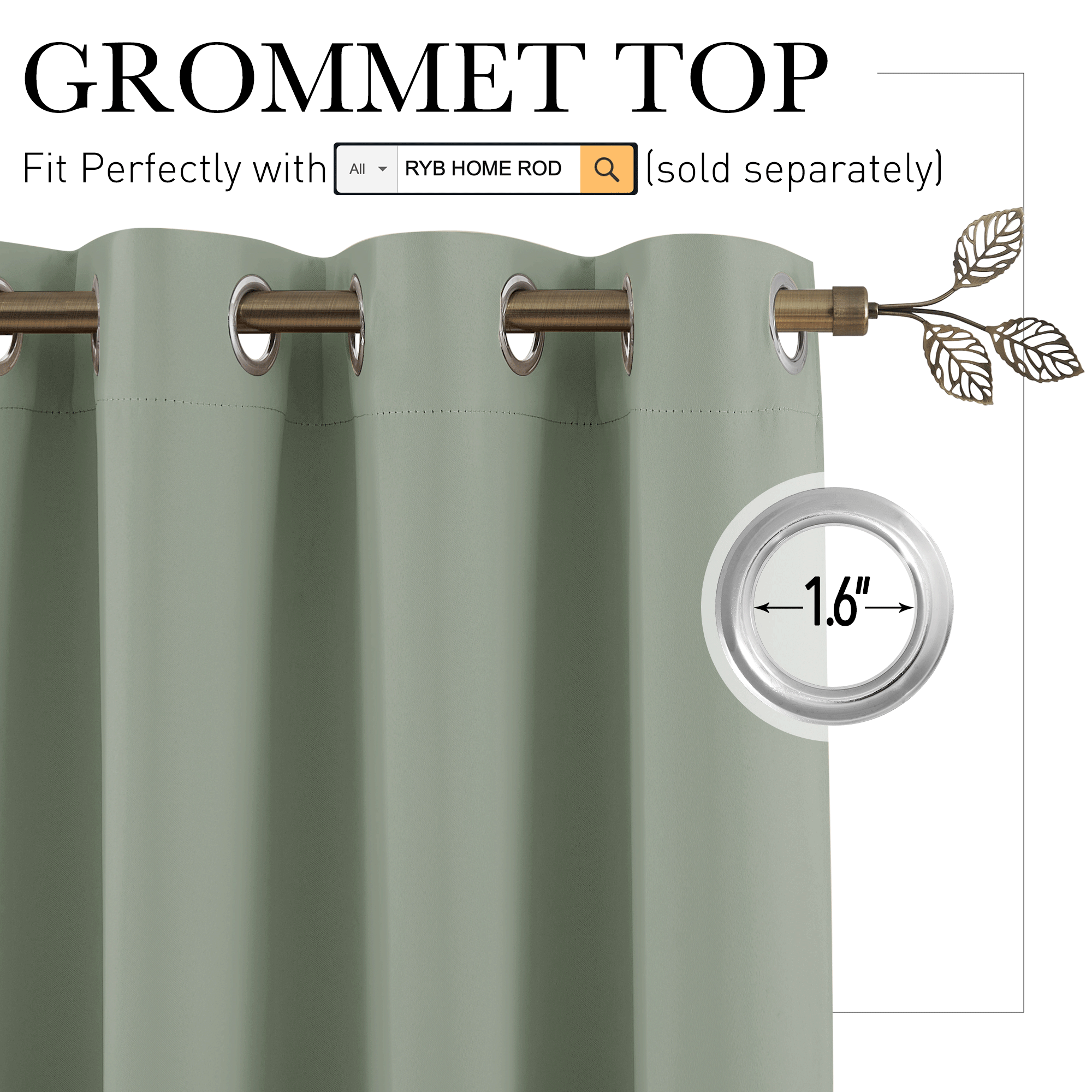 RYB HOME Grommet Blackout Custom Room Divider Curtains