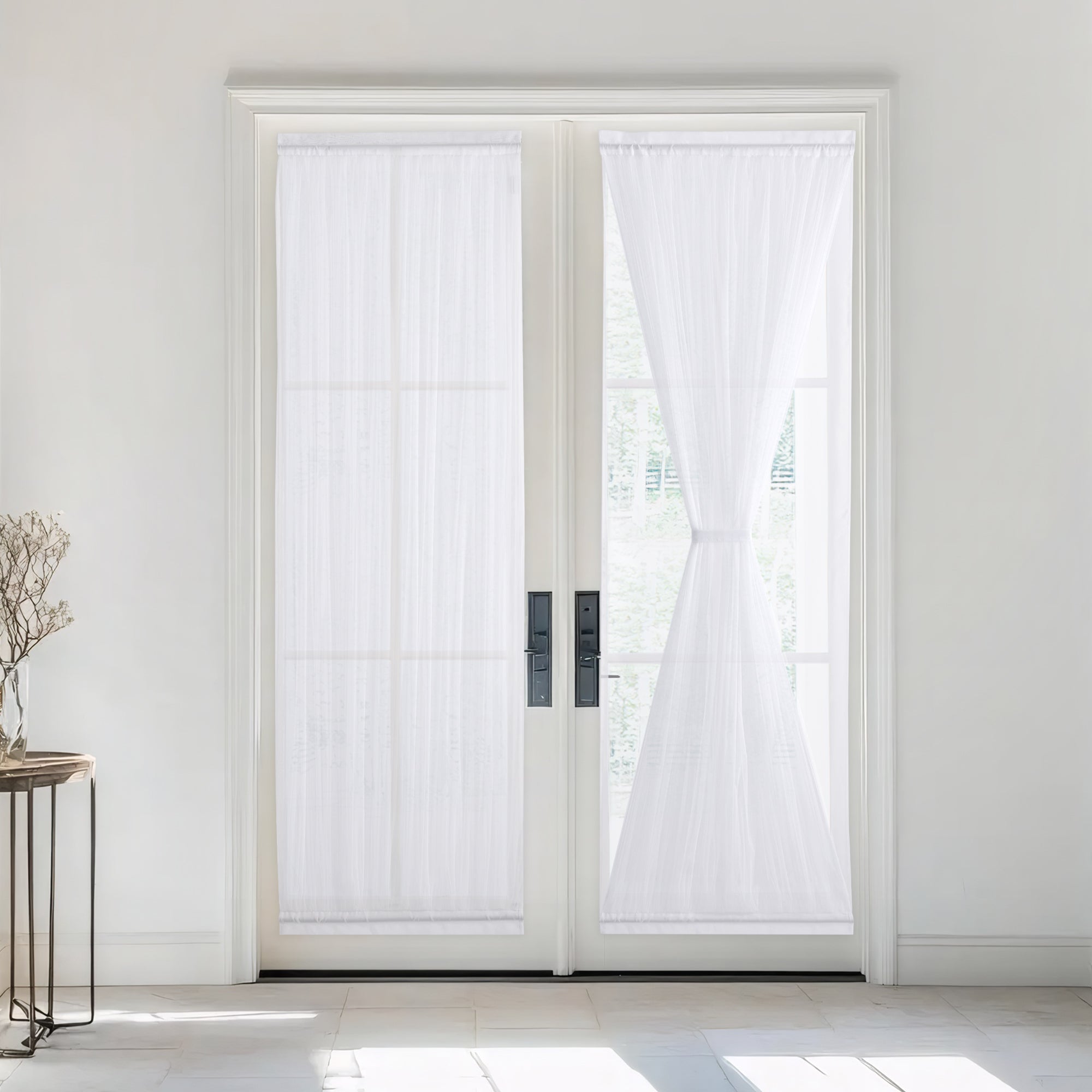 RYB HOME Double Layer Sheer French Door Curtain
