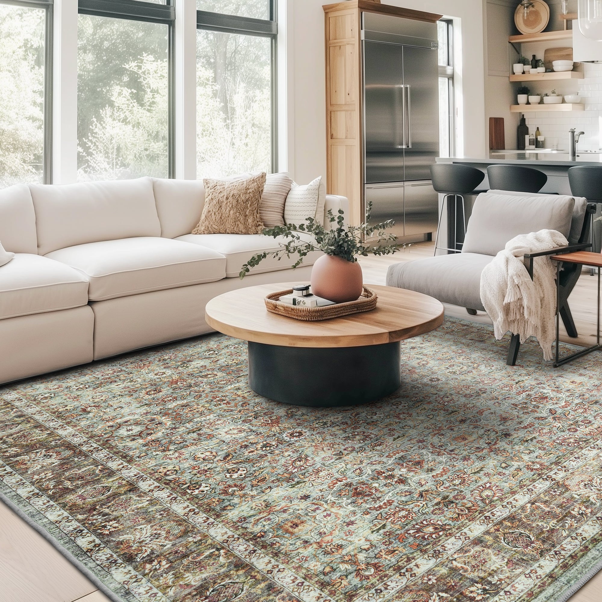 Custom Vintage Persian Wool Faux Washable Non Slip Area Rug | GCC