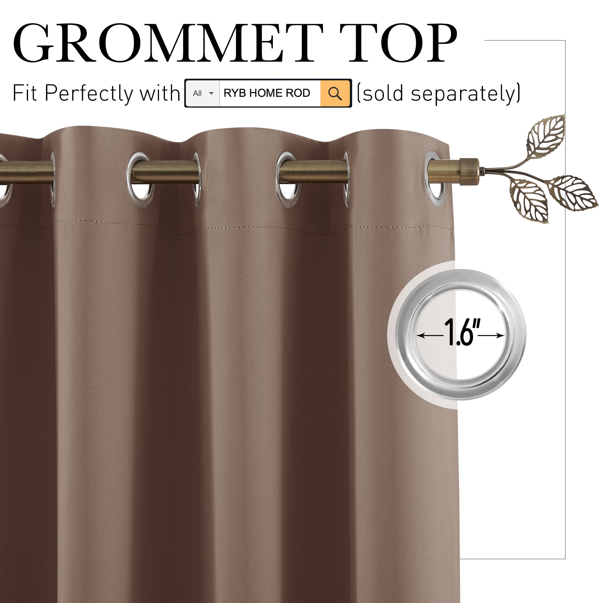 RYB HOME Grommet Blackout Custom Room Divider Curtains