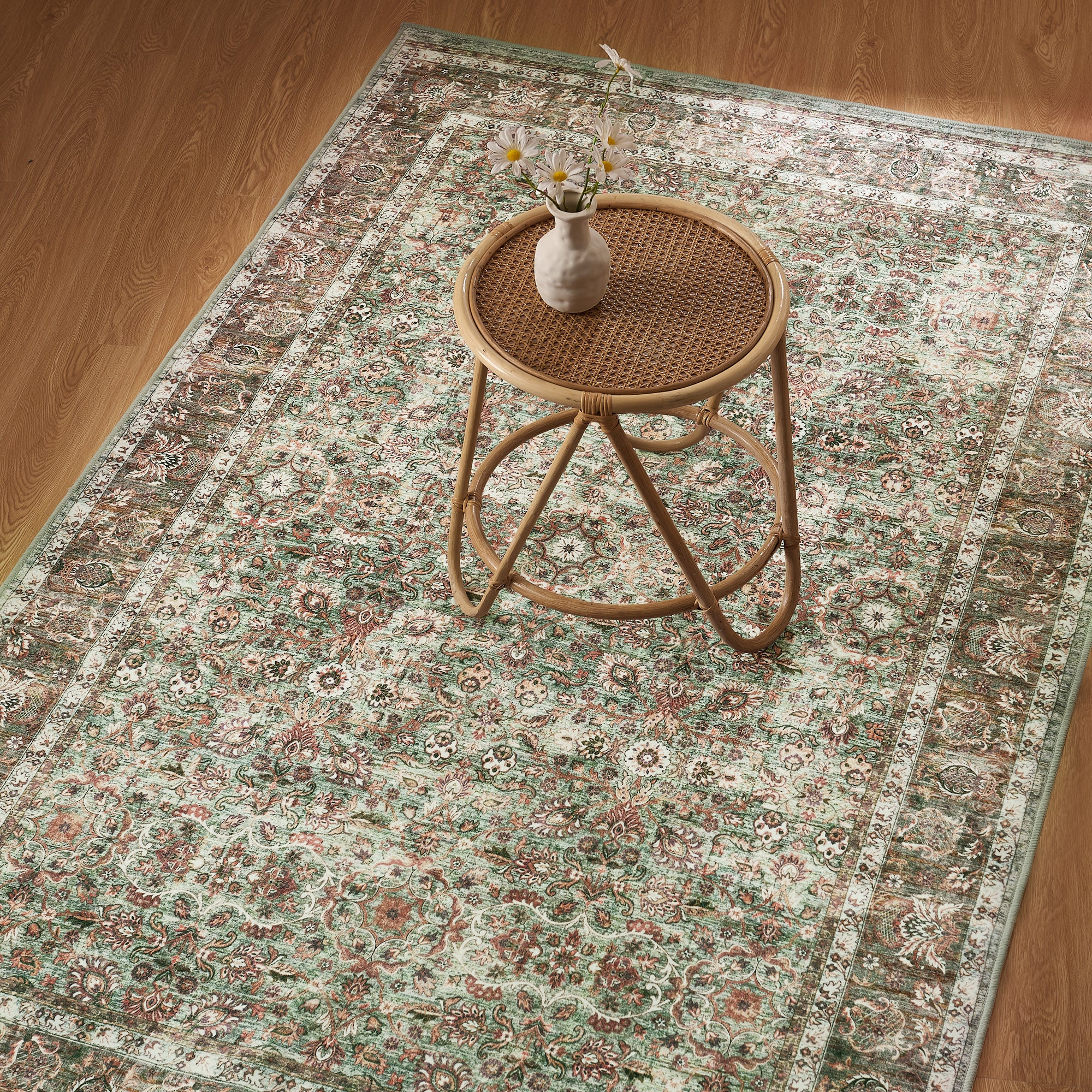 Custom Vintage Persian Wool Faux Washable Non Slip Area Rug | GCC