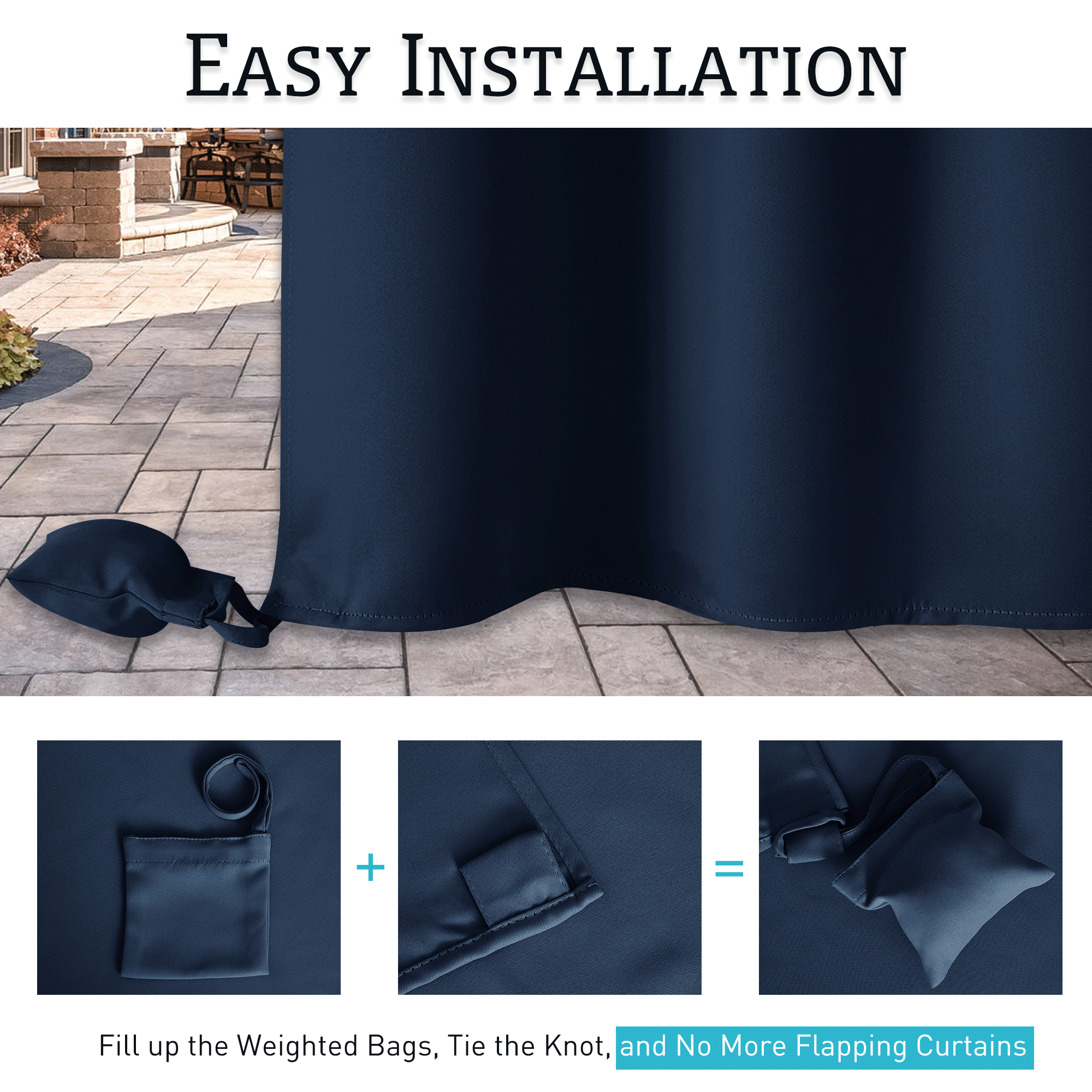 RYB HOME Windproof Custom Outdoor Curtains with Heavy Bags