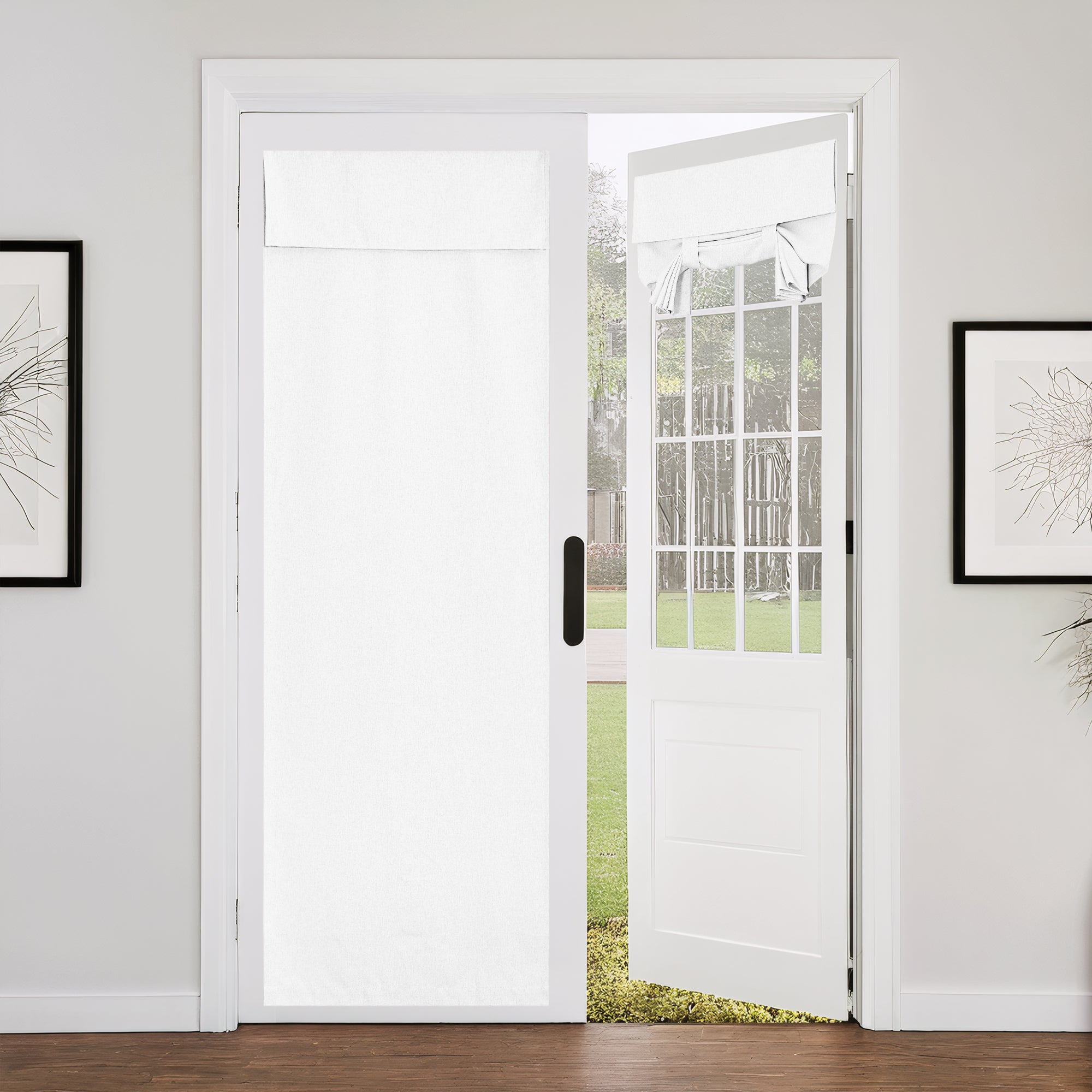 RYB HOME Linen-Look Coated Door Curtain for Light Filtering and Privacy