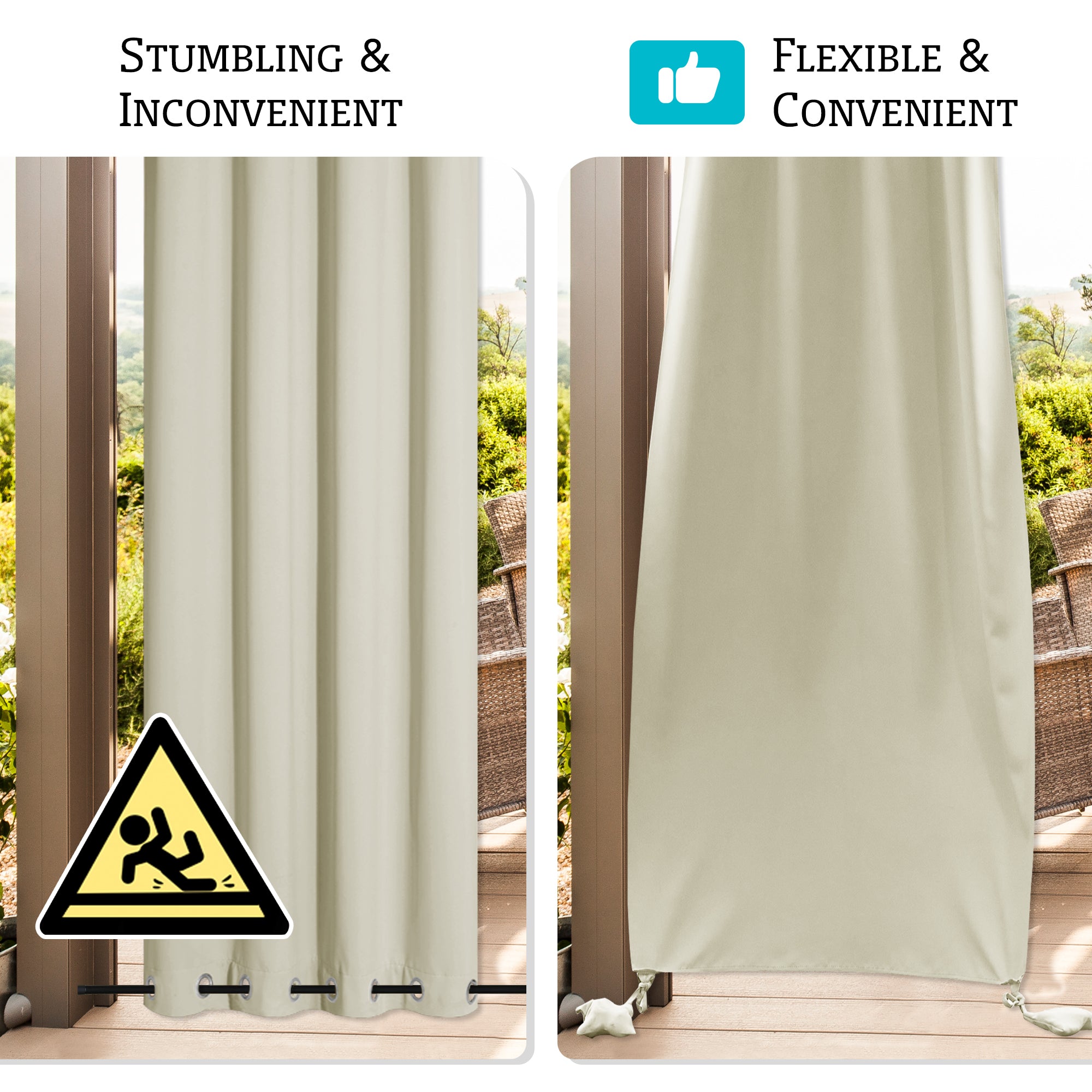 RYB HOME Windproof Custom Outdoor Curtains with Heavy Bags