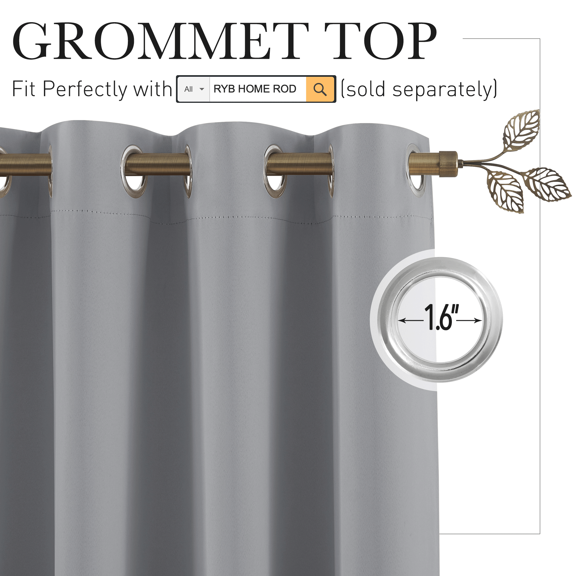 RYB HOME Grommet Blackout Custom Room Divider Curtains