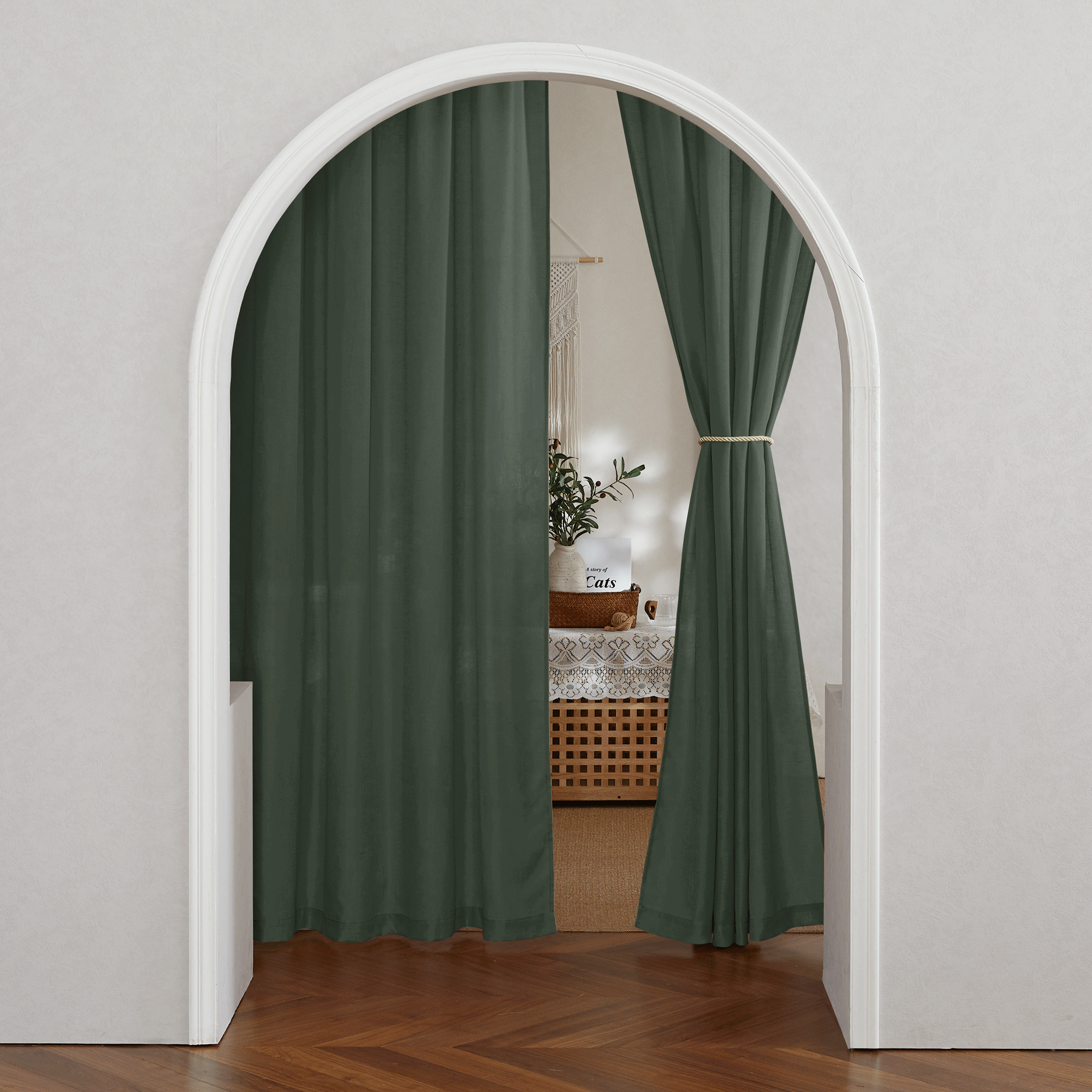 RYB HOME Rod Pocket Flax Linen Blend Curtains for Living Room