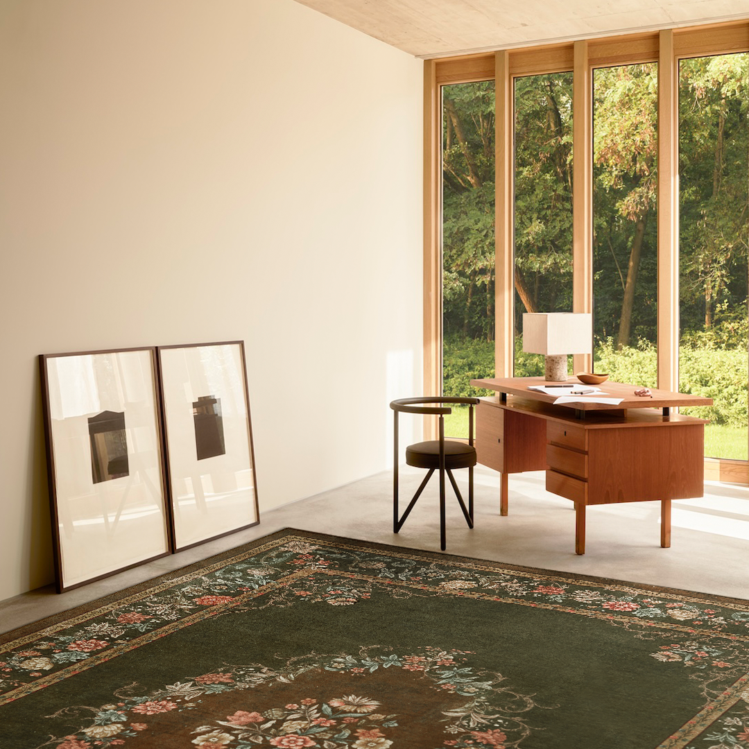 European Style Wool Faux Washable Non Slip Area Rug
