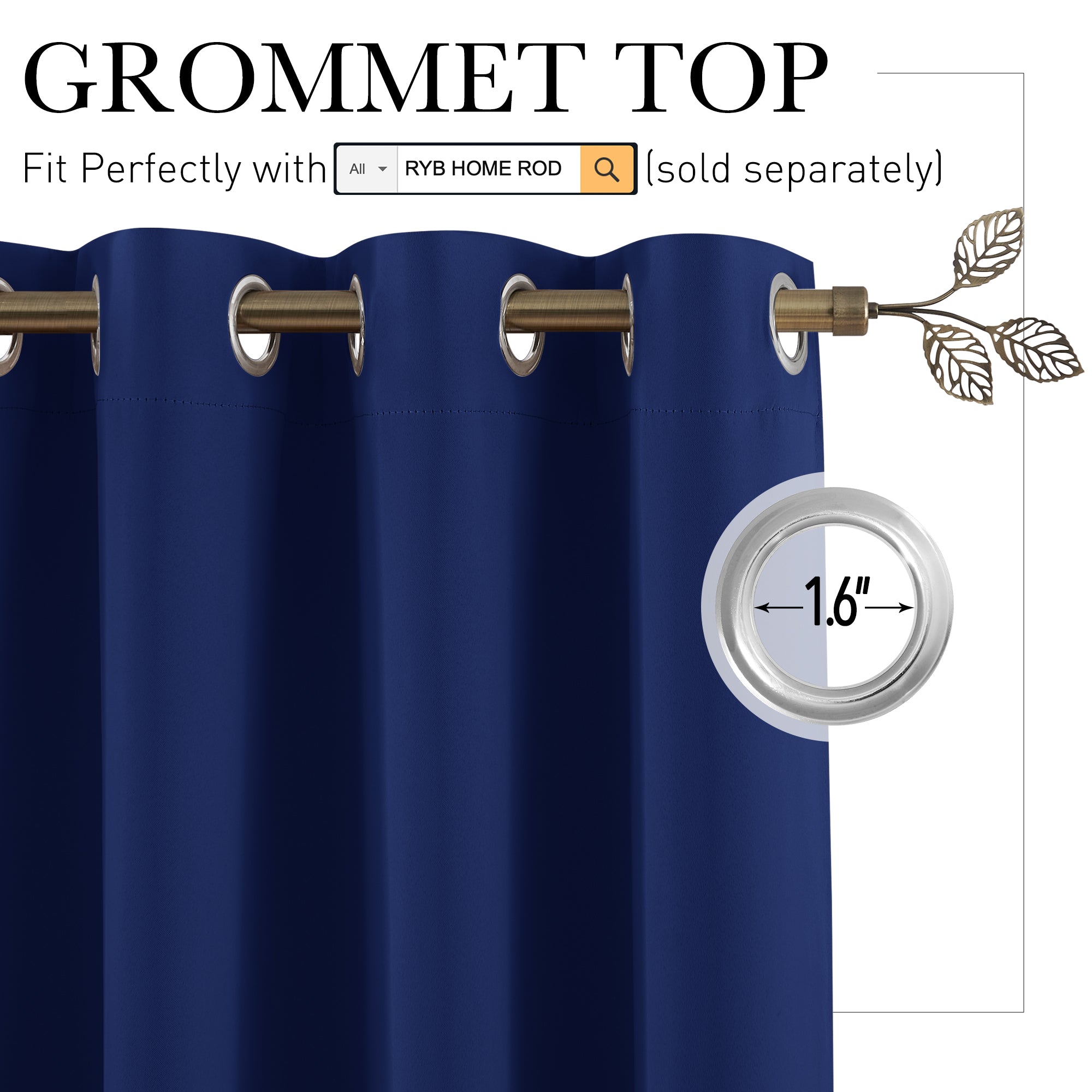 RYB HOME Grommet Blackout Custom Room Divider Curtains