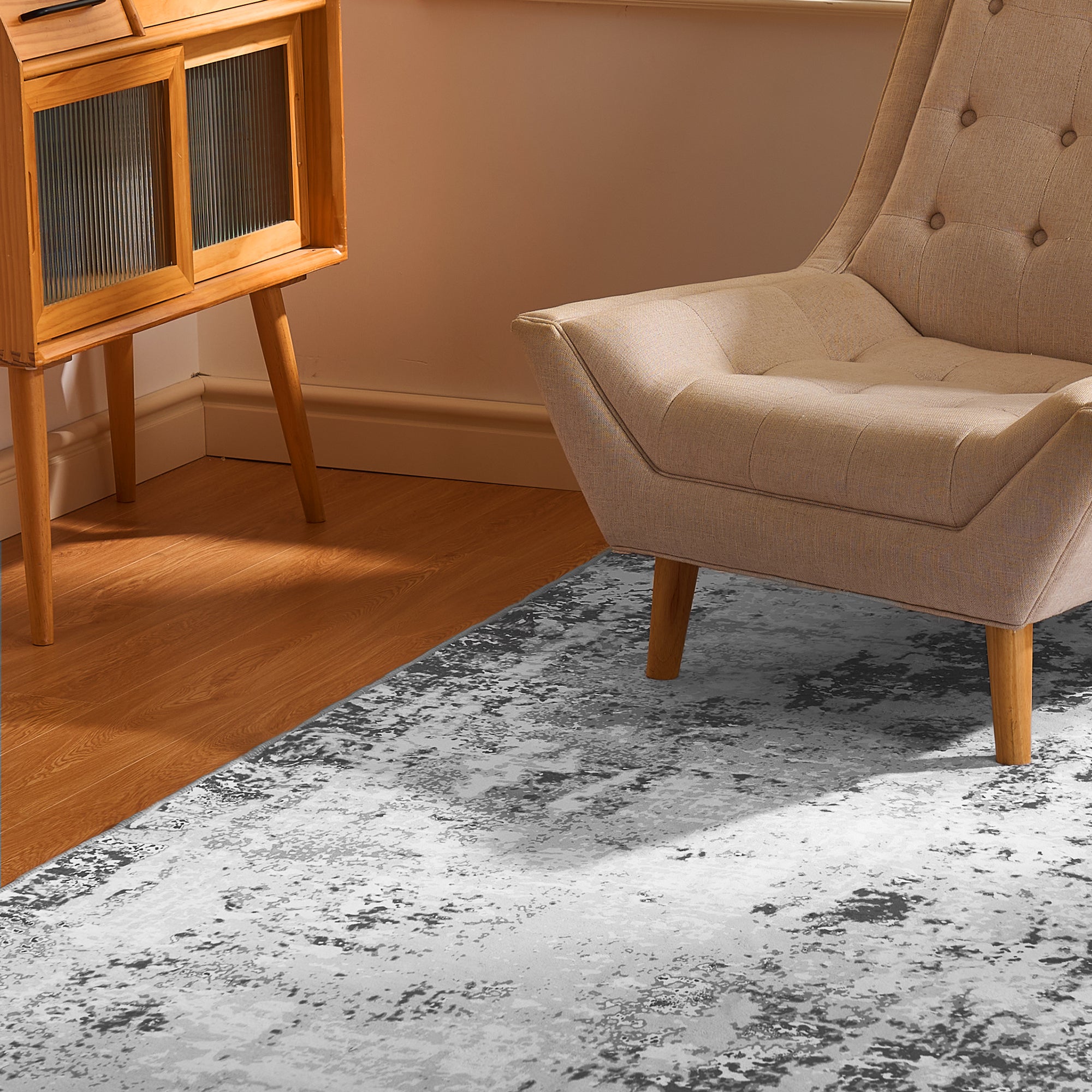 RYB HOME Modern Wool Faux Washable Custom Area Rug