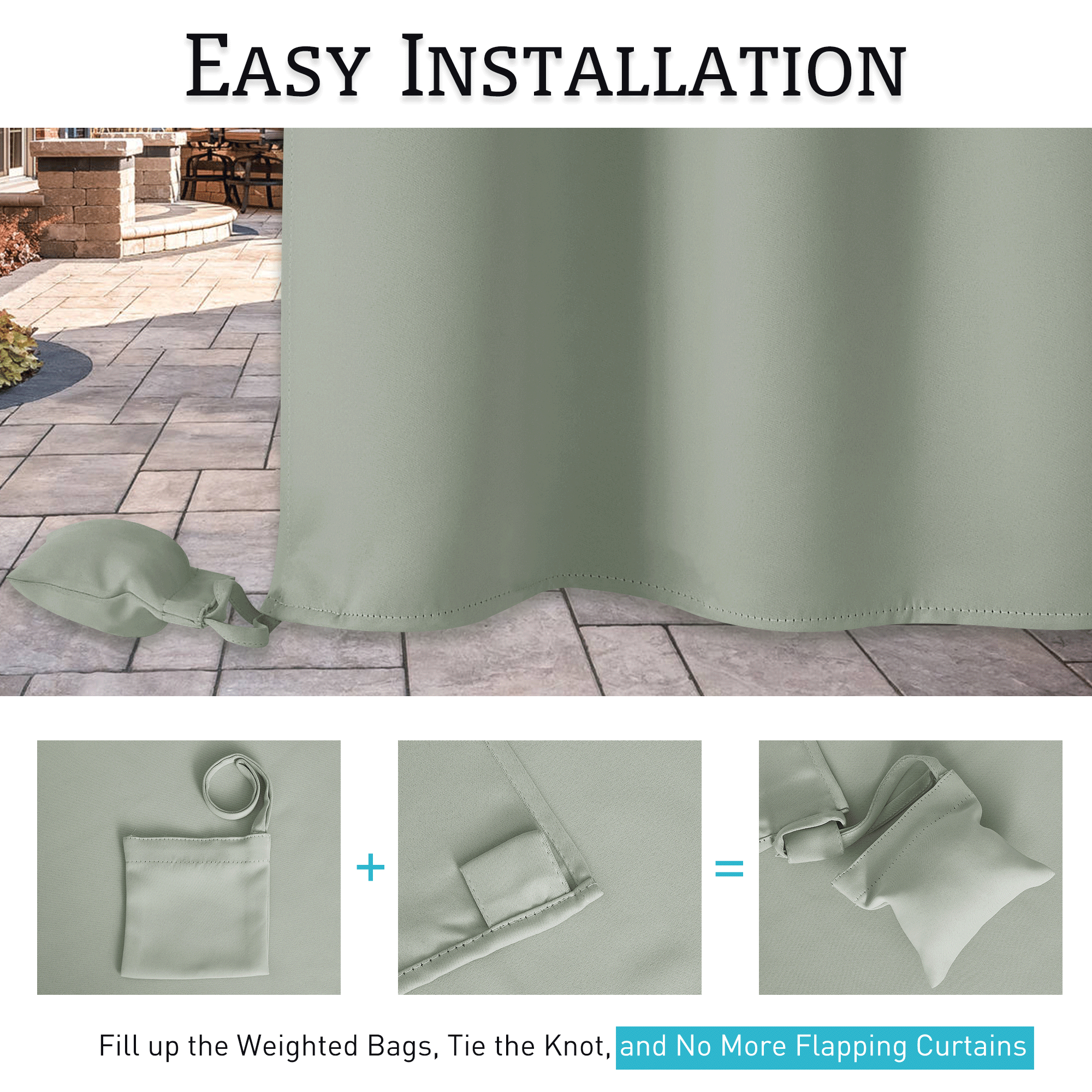 RYB HOME Windproof Custom Outdoor Curtains with Heavy Bags