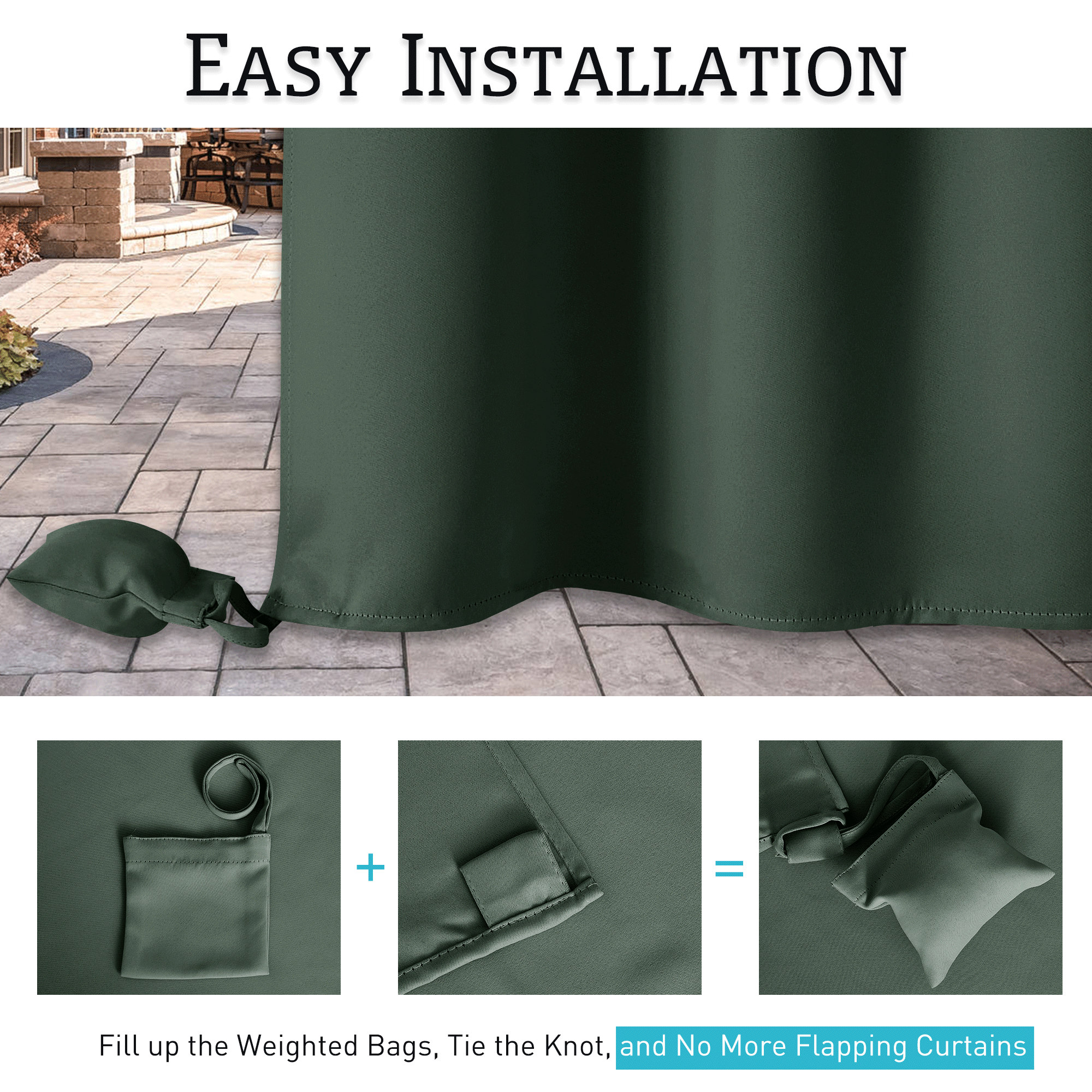 RYB HOME Windproof Custom Outdoor Curtains with Heavy Bags