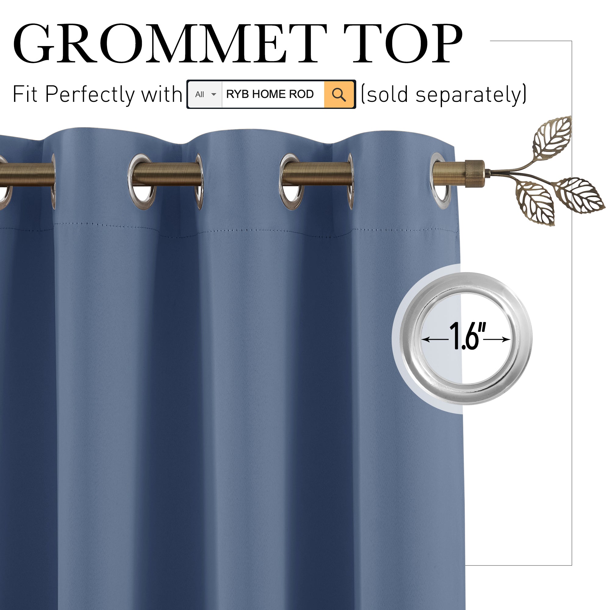 RYB HOME Grommet Blackout Custom Room Divider Curtains