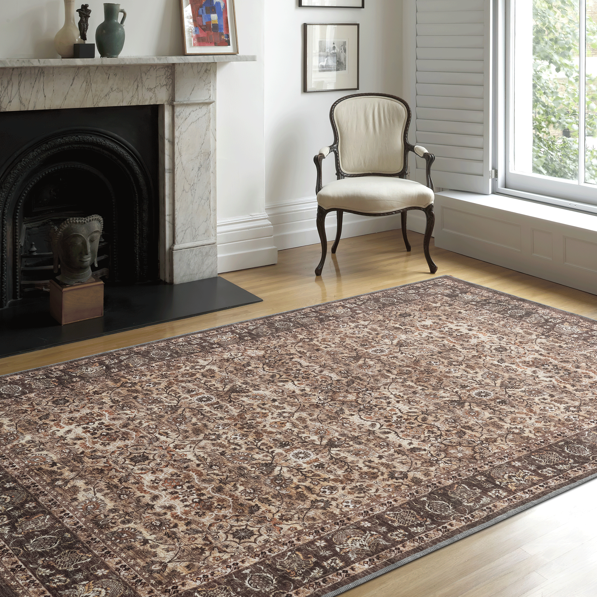 Custom Vintage Persian Wool Faux Washable Non Slip Area Rug | GCC