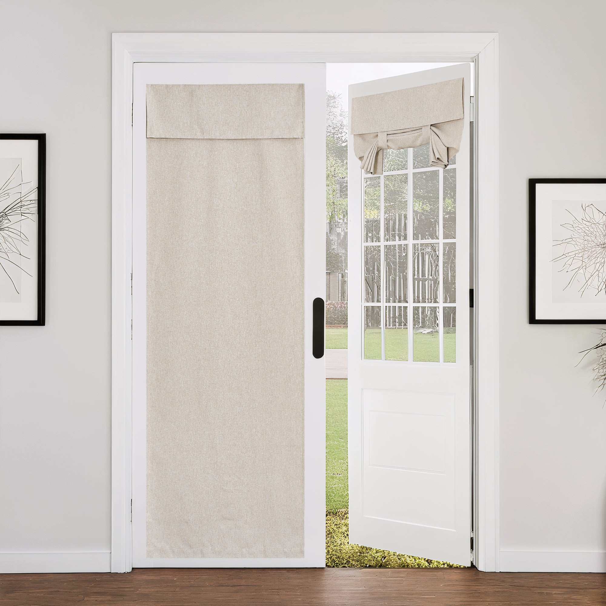 RYB HOME Linen-Look Coated Door Curtain for Light Filtering and Privacy