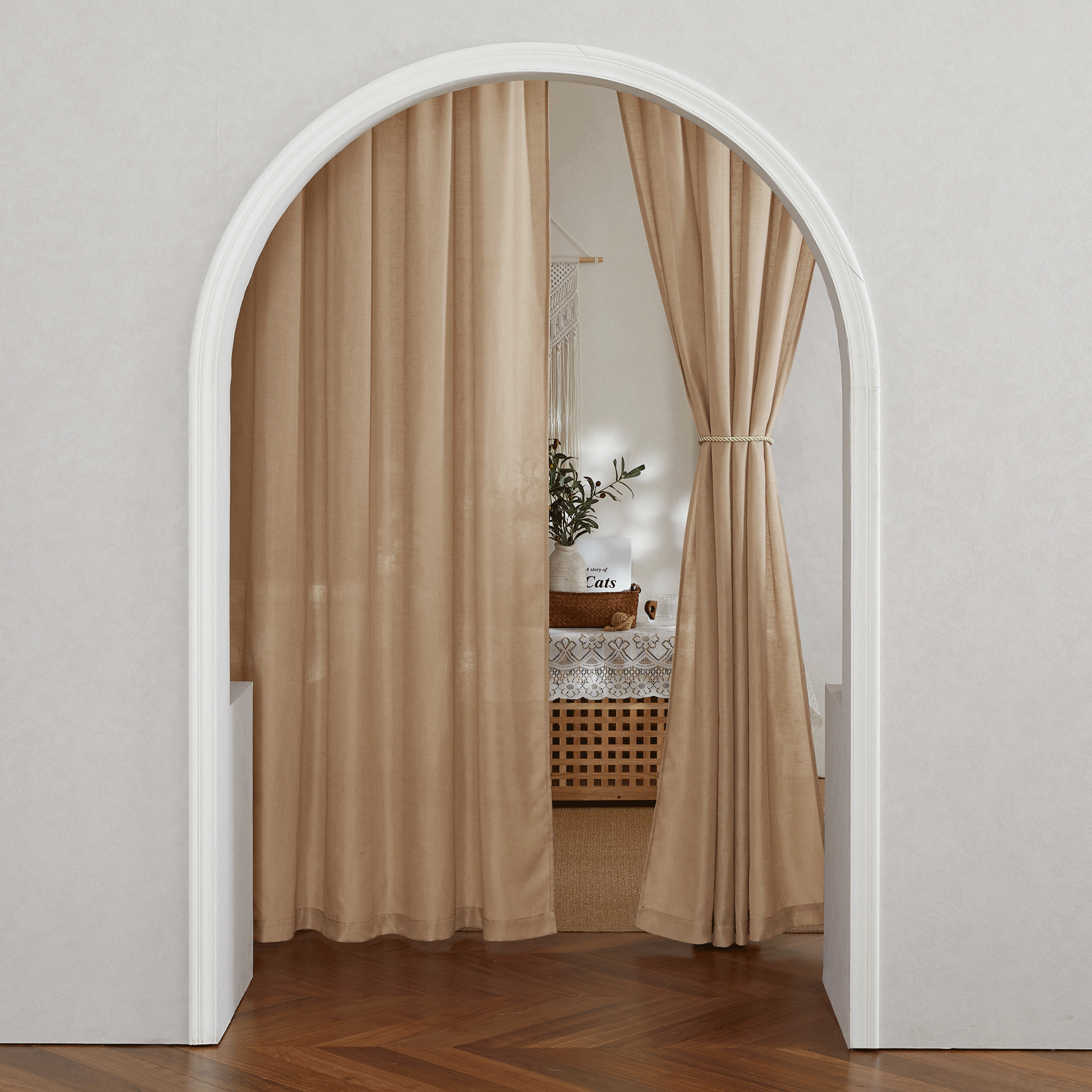 RYB HOME Rod Pocket Flax Linen Blend Curtains for Living Room