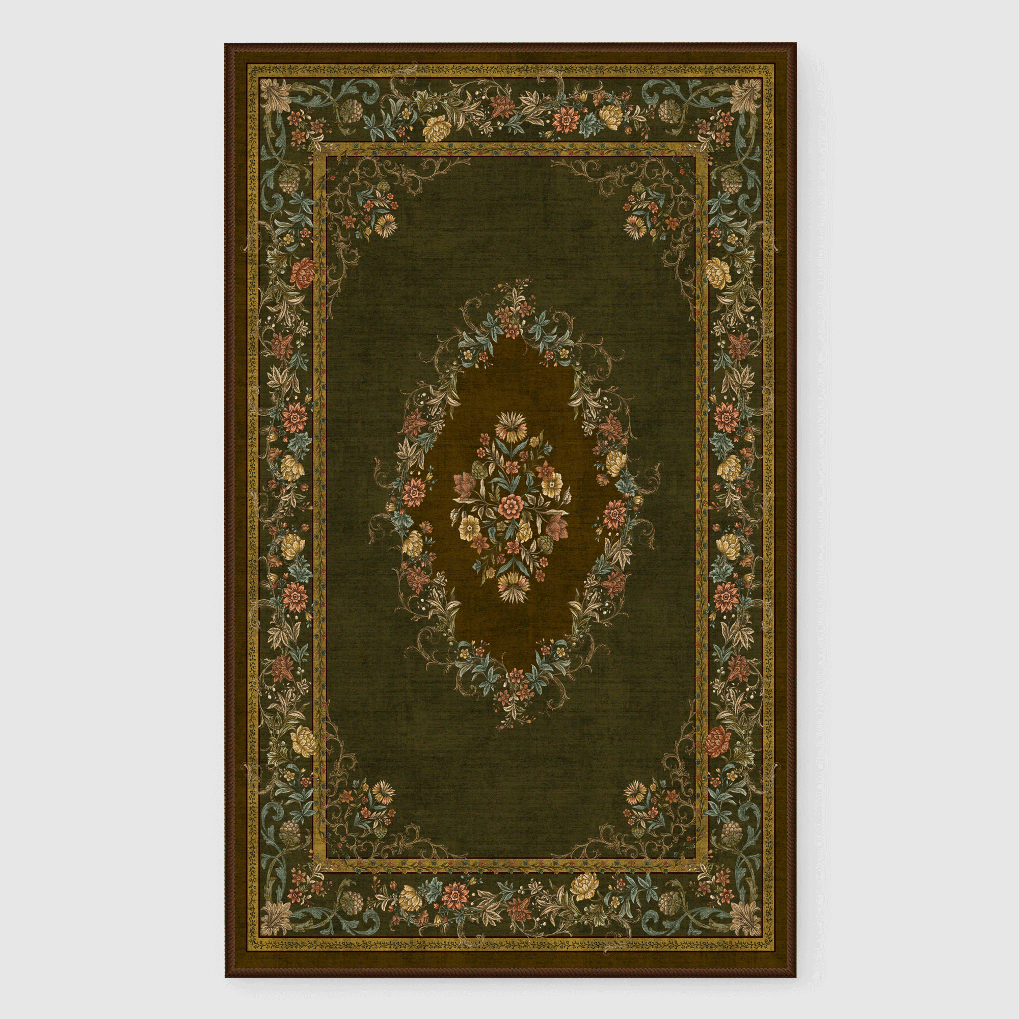 European Style Wool Faux Washable Non Slip Area Rug