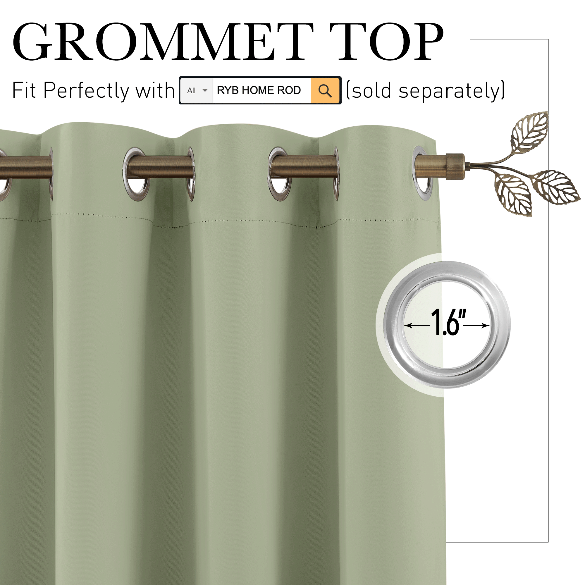 RYB HOME Grommet Blackout Custom Room Divider Curtains