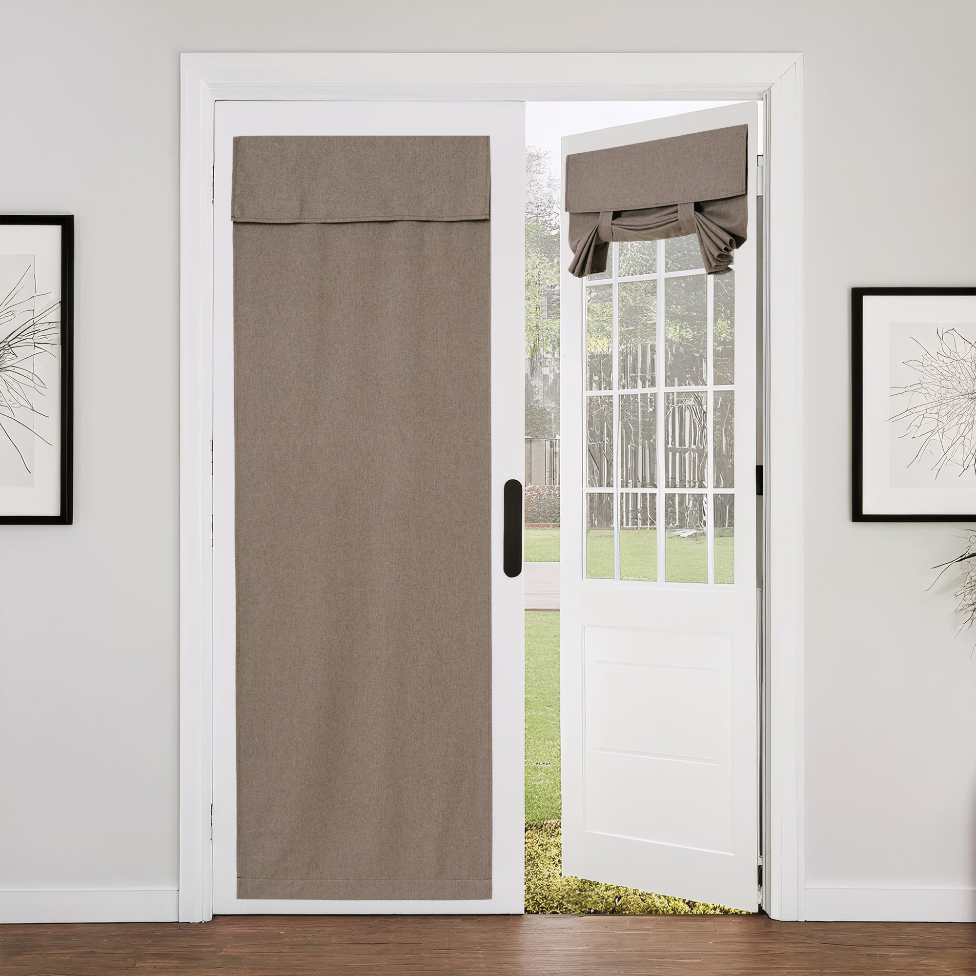 RYB HOME Linen-Look Coated Door Curtain for Light Filtering and Privacy