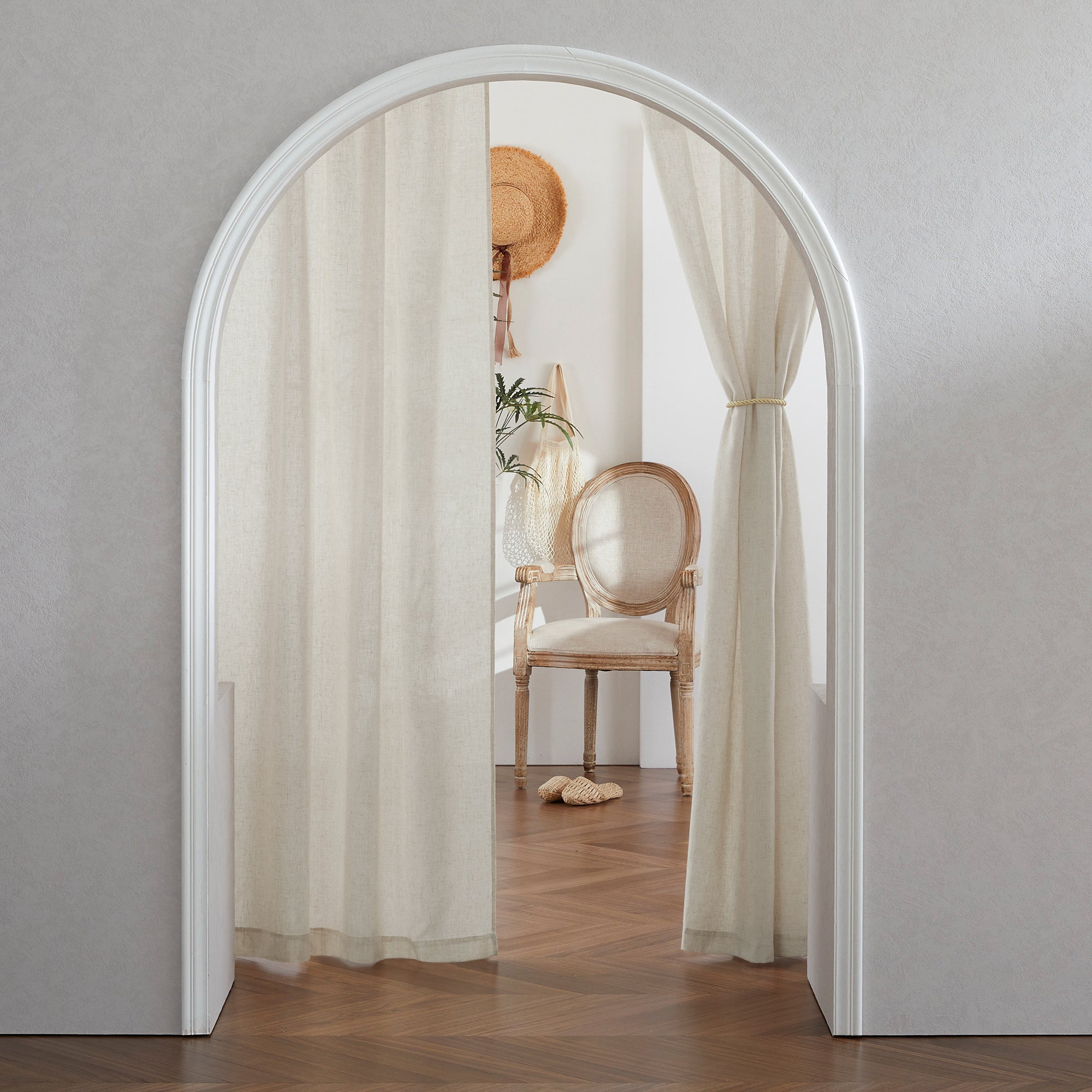 RYB HOME Rod Pocket Flax Linen Blend Curtains for Living Room