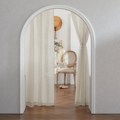 RYB HOME Rod Pocket Flax Linen Blend Curtains for Living Room