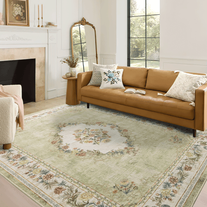 European Style Wool Faux Washable Non Slip Area Rug