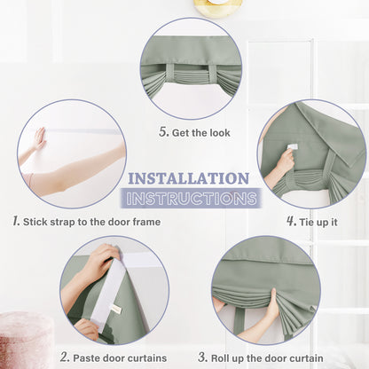 RYB HOME Blackout Thermal Insulated Velcro Door Curtains
