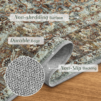 Custom Vintage Persian Wool Faux Washable Non Slip Area Rug | GCC
