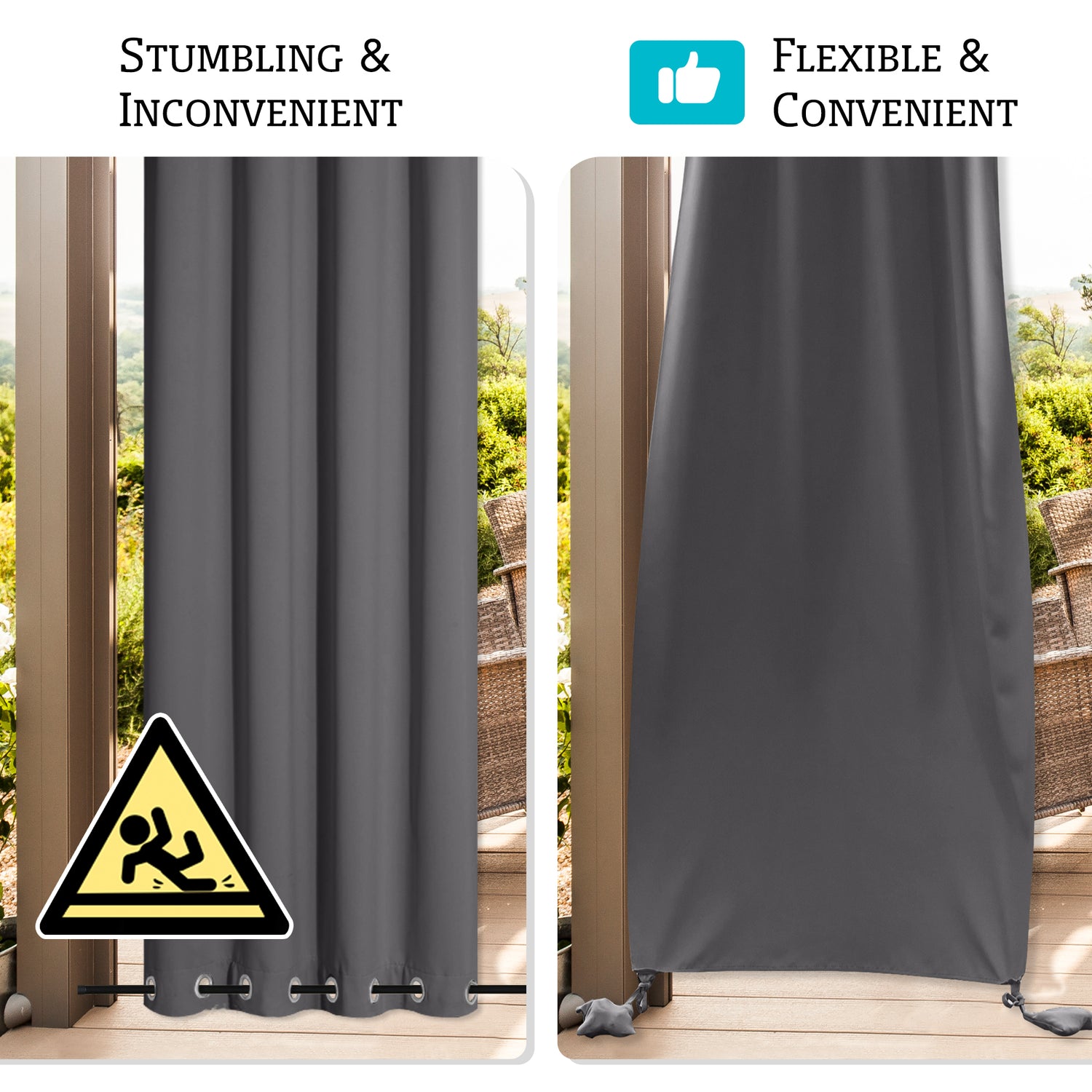 RYB HOME Windproof Custom Outdoor Curtains with Heavy Bags