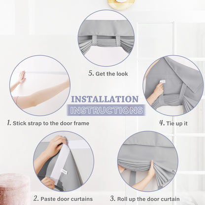 RYB HOME Blackout Thermal Insulated Velcro Door Curtains