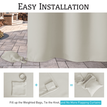 RYB HOME Windproof Custom Outdoor Curtains with Heavy Bags
