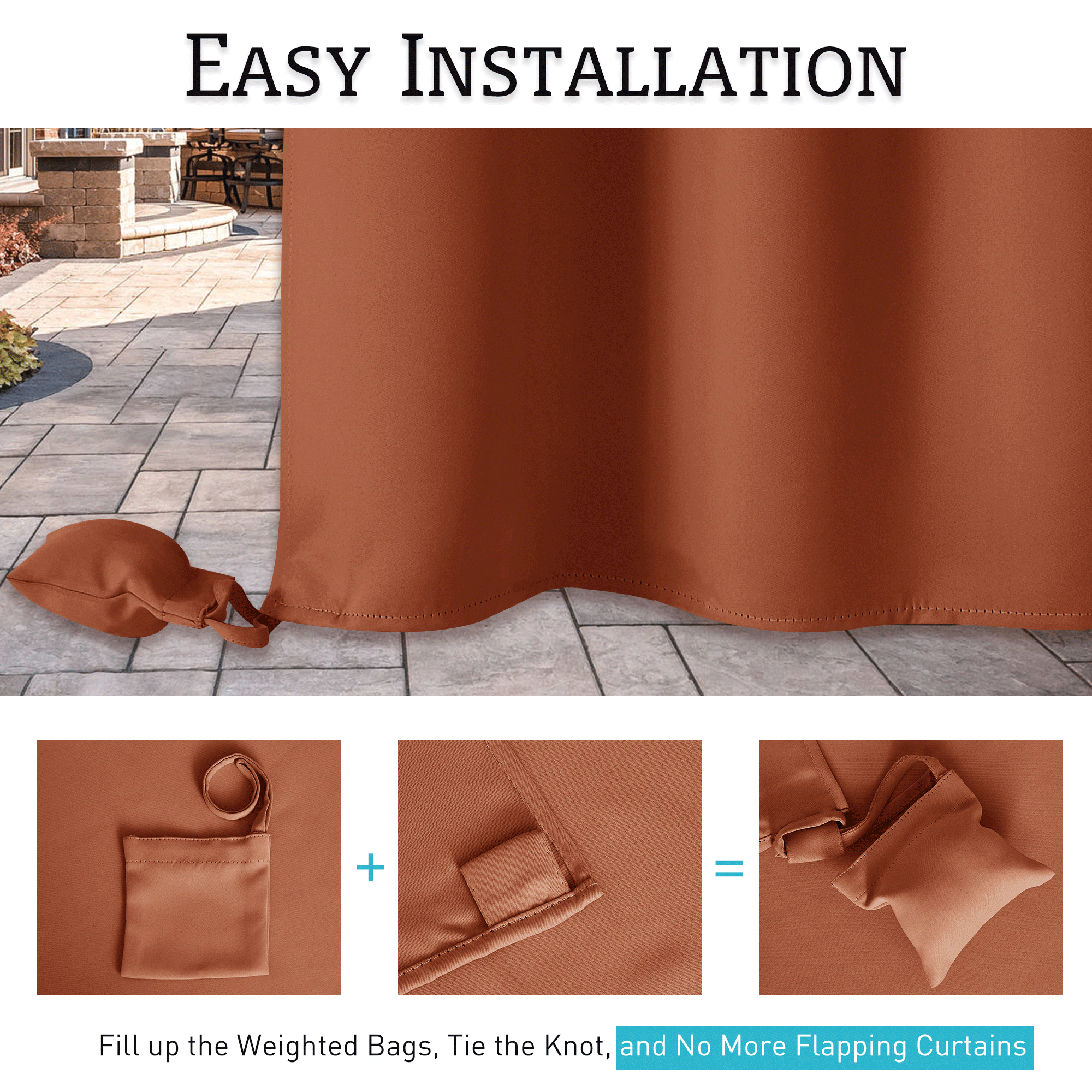 RYB HOME Windproof Custom Outdoor Curtains with Heavy Bags