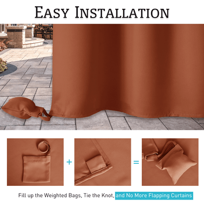 RYB HOME Windproof Custom Outdoor Curtains with Heavy Bags