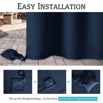 RYB HOME Windproof Custom Outdoor Curtains with Heavy Bags