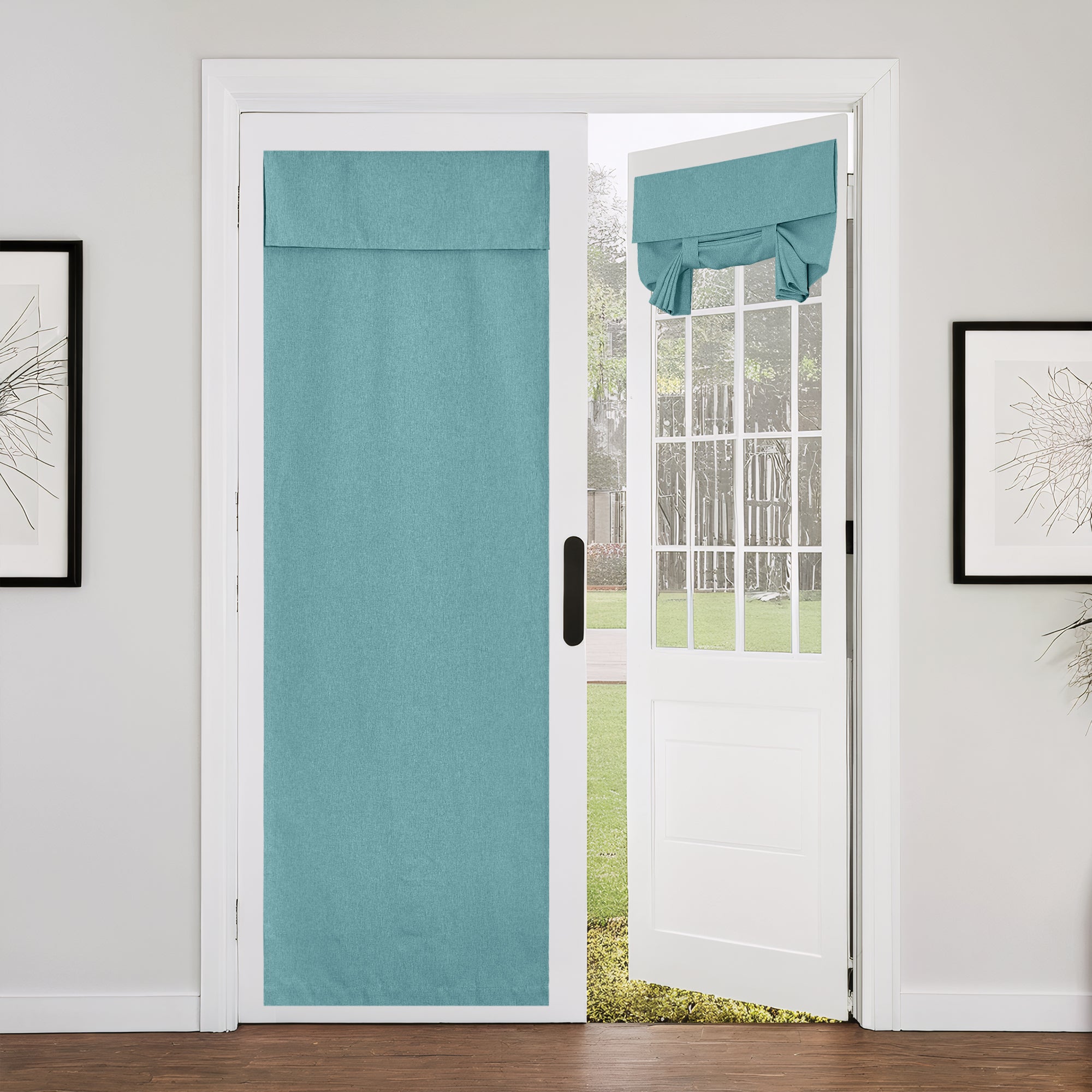 RYB HOME Linen-Look Coated Door Curtain for Light Filtering and Privacy