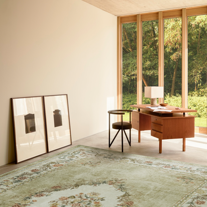 European Style Wool Faux Washable Non Slip Area Rug