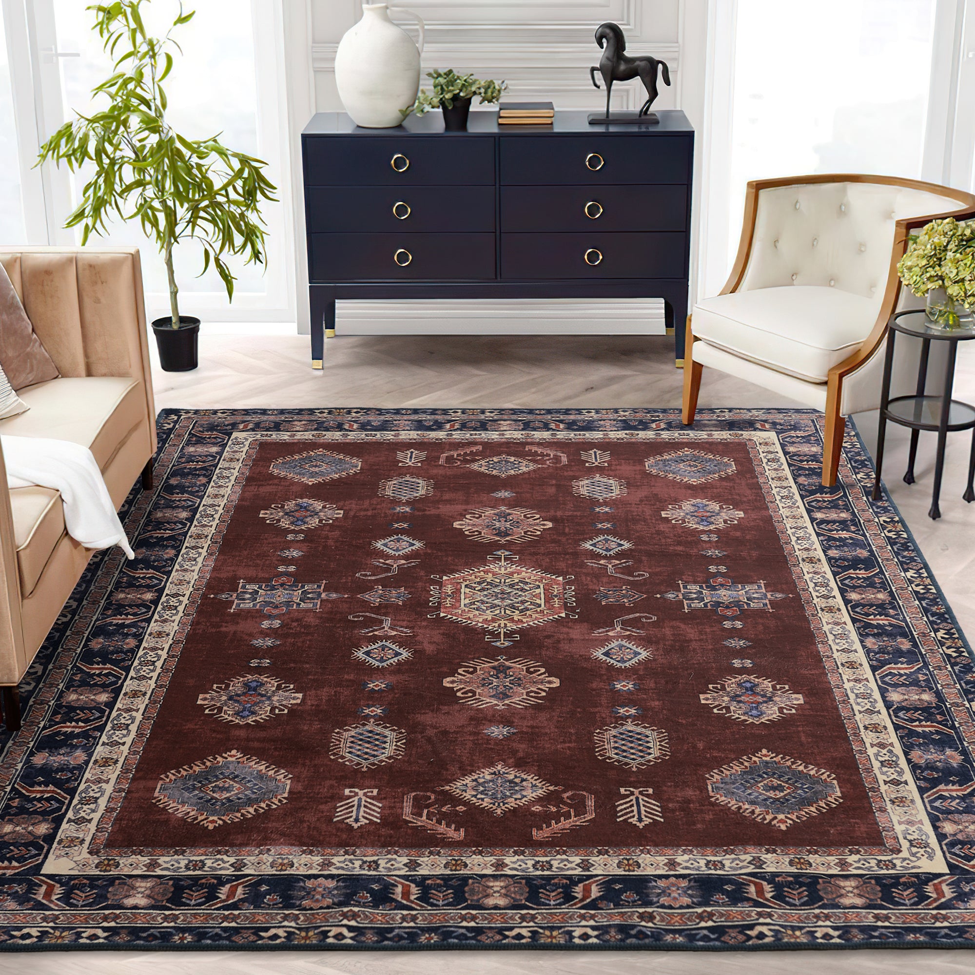 Custom Salam Non Slip Wool Faux Soft Area Rug