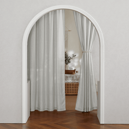 RYB HOME Rod Pocket Flax Linen Blend Curtains for Living Room